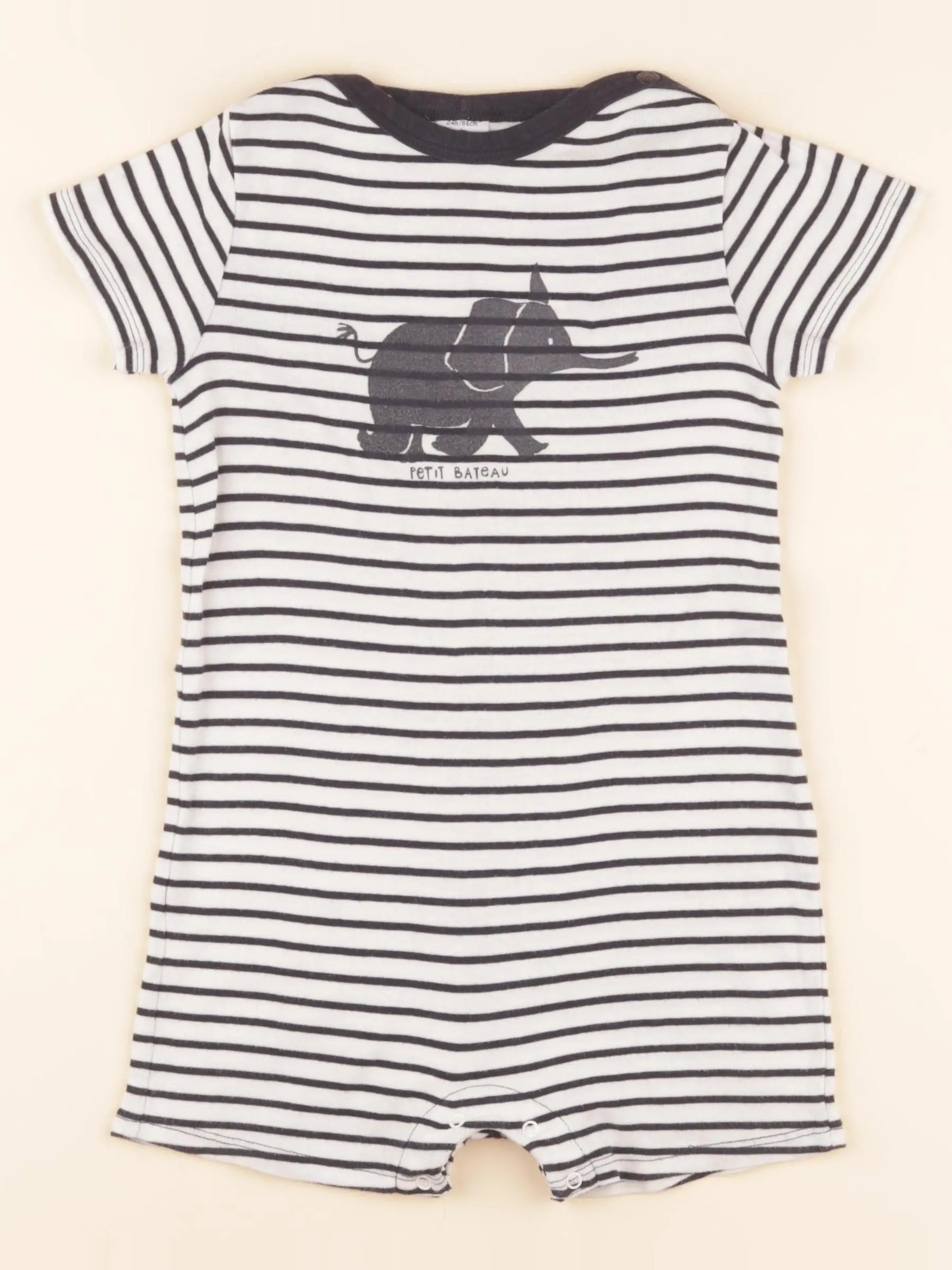 Pyjama coton bleu, beige