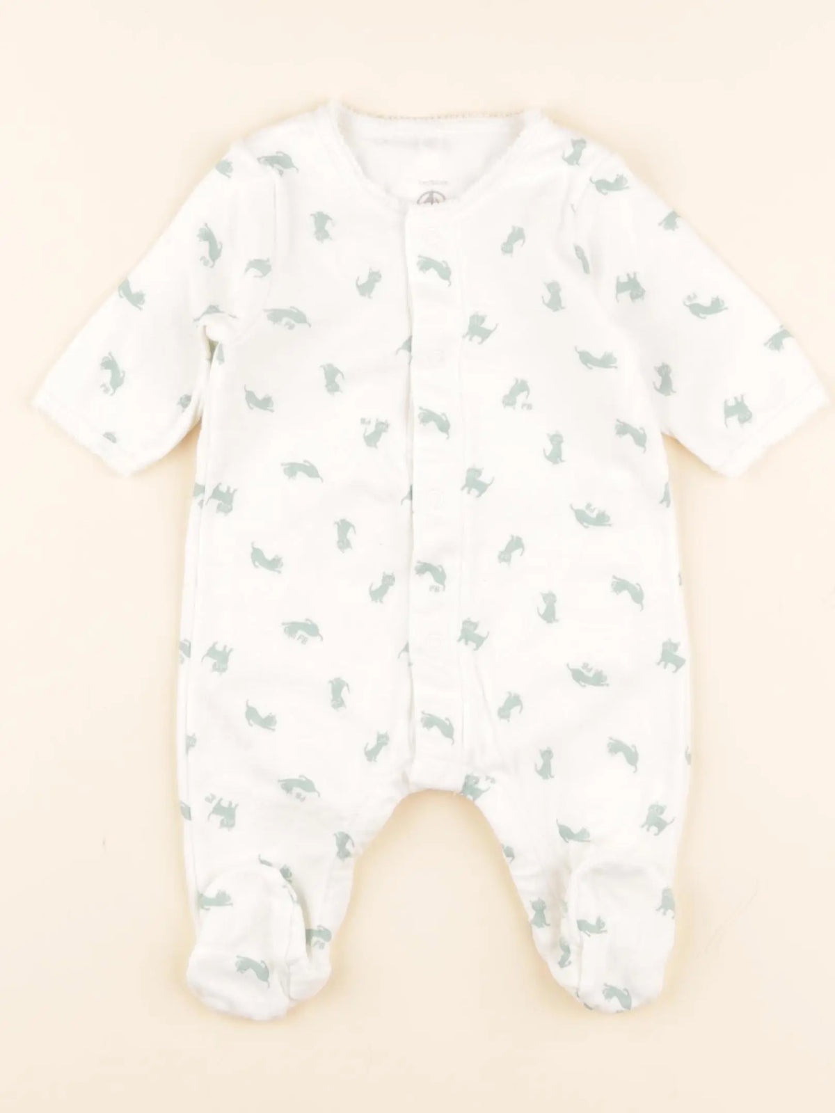 Pyjama coton blanc, vert