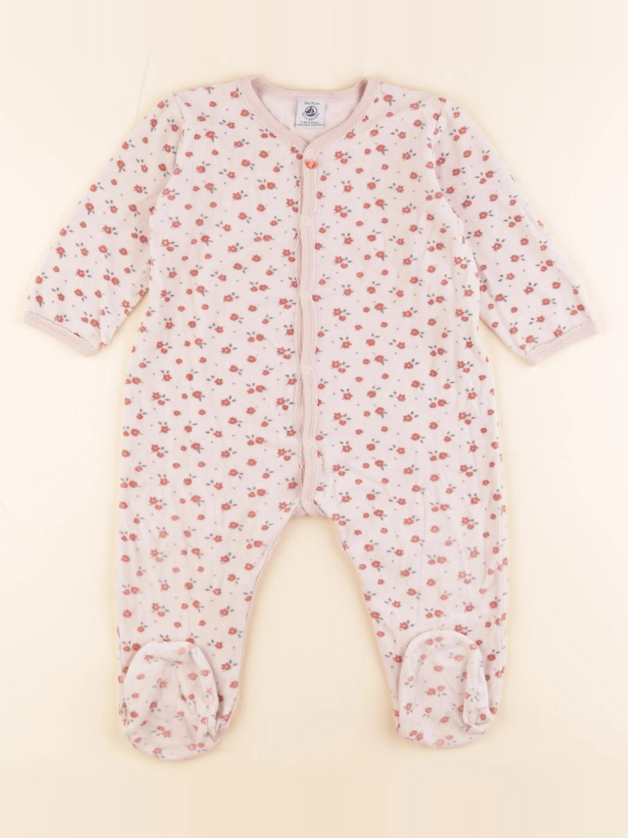 Petit Bateau - pyjama velours rose - 18 mois