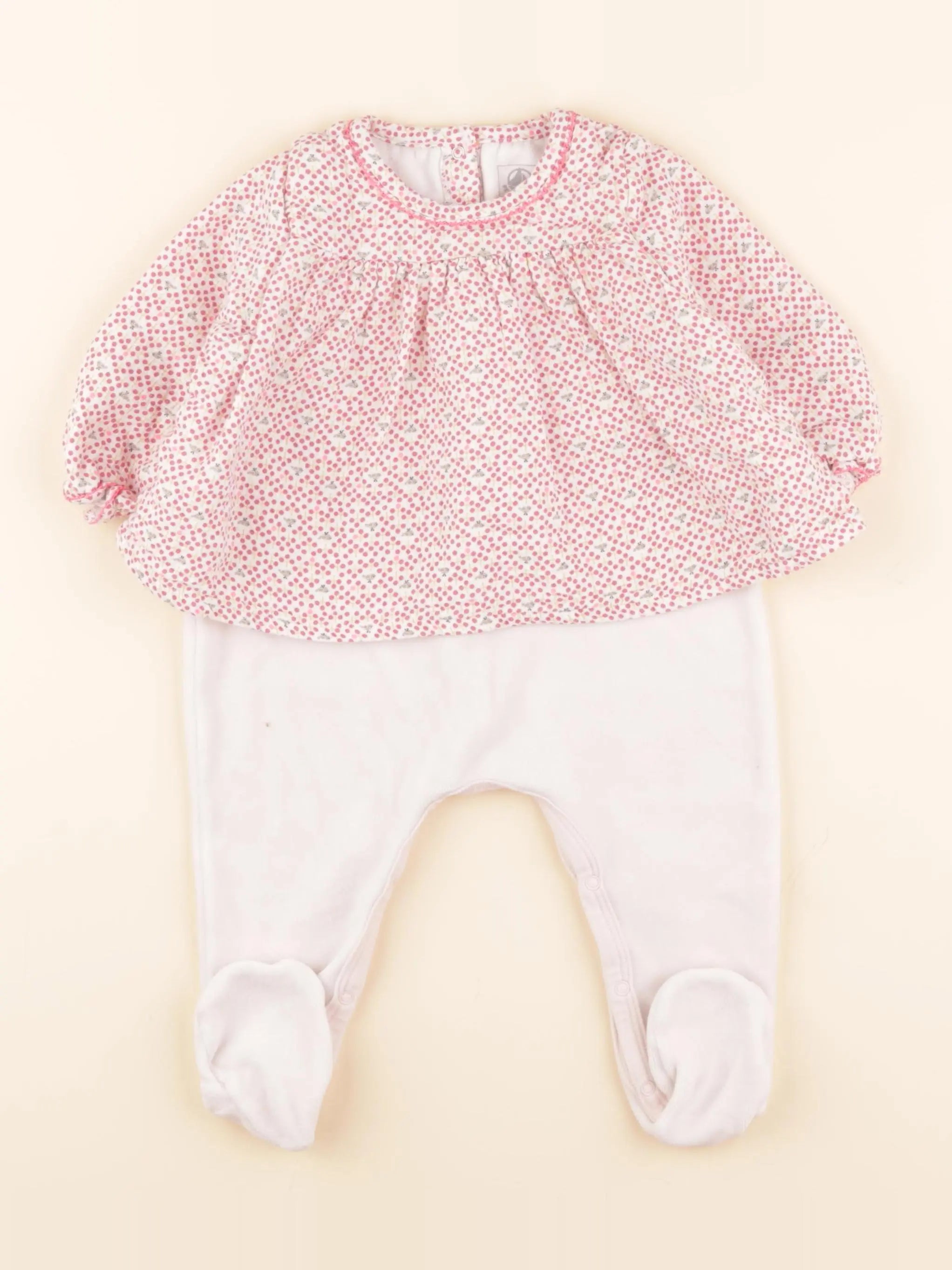 Pyjama velours beige, rose