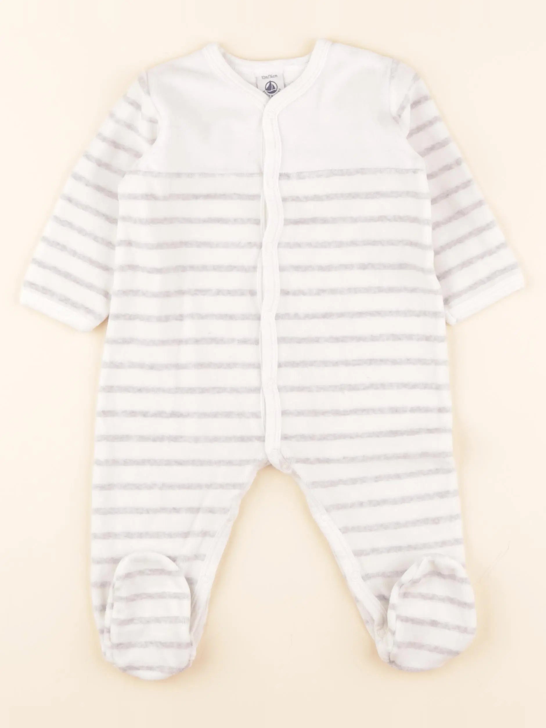 Pyjama velours blanc, gris