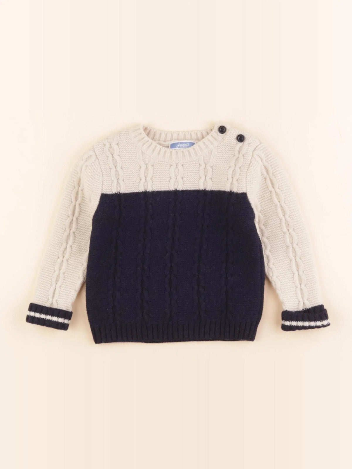 Jacadi - pull beige, bleu - 12 mois