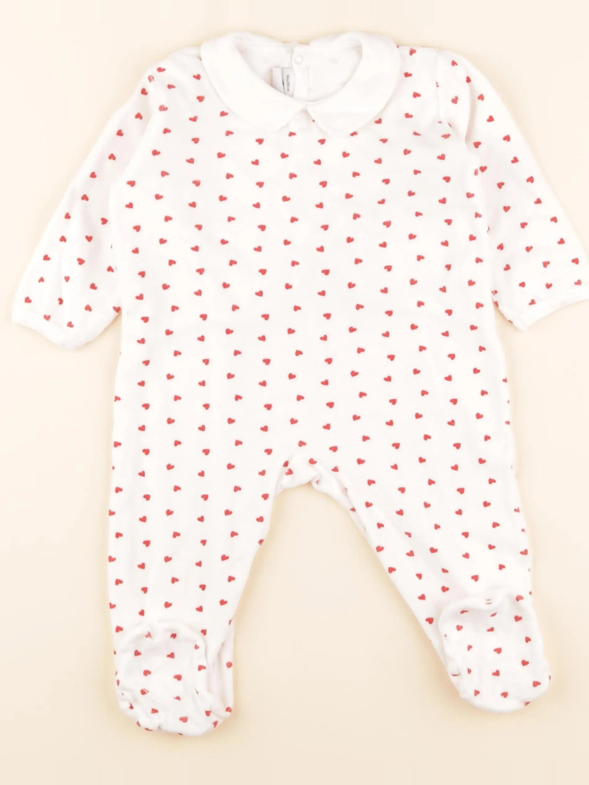 Pyjama velours blanc, rouge