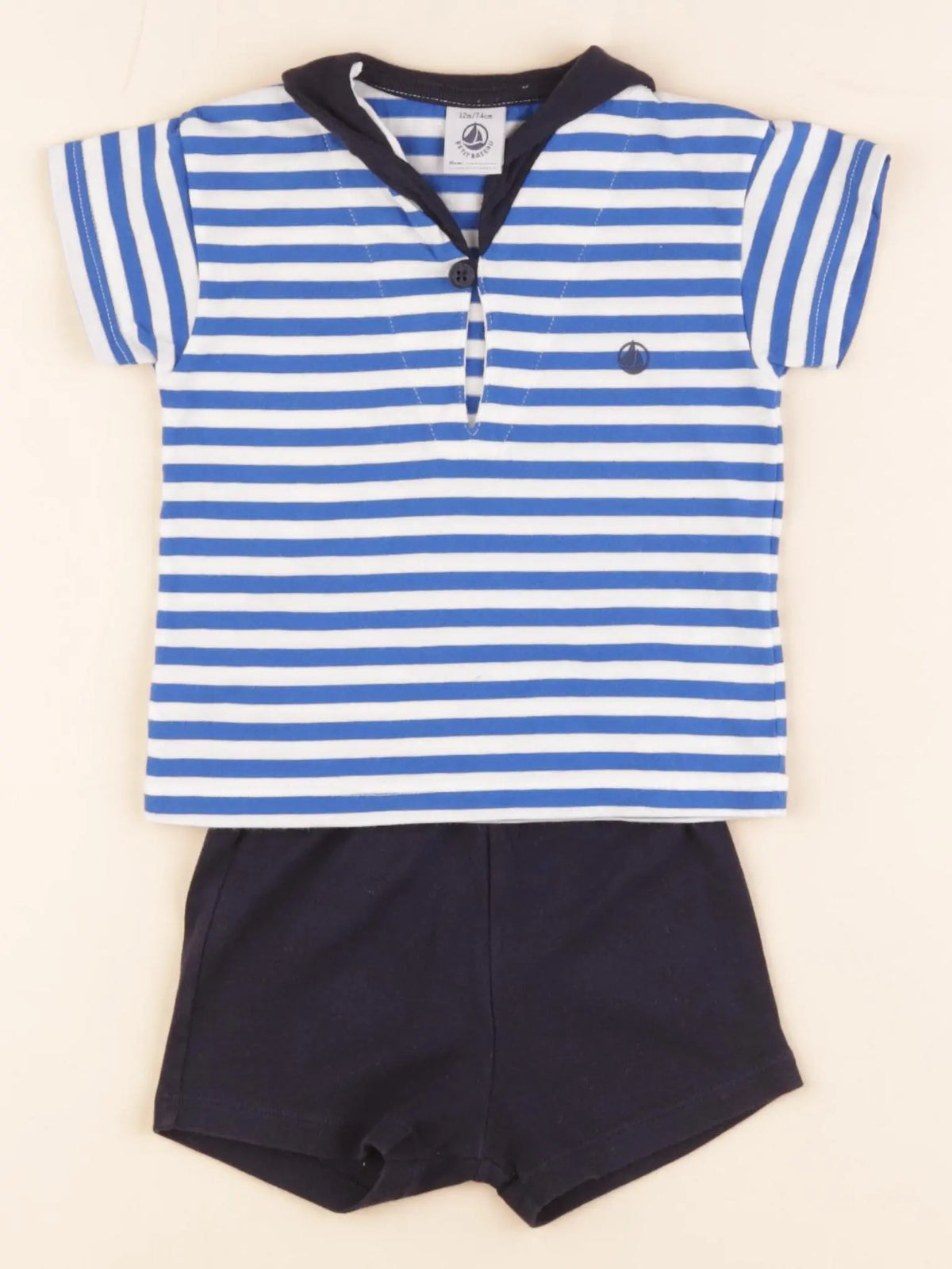 Petit Bateau - ensemble bleu - 12 mois