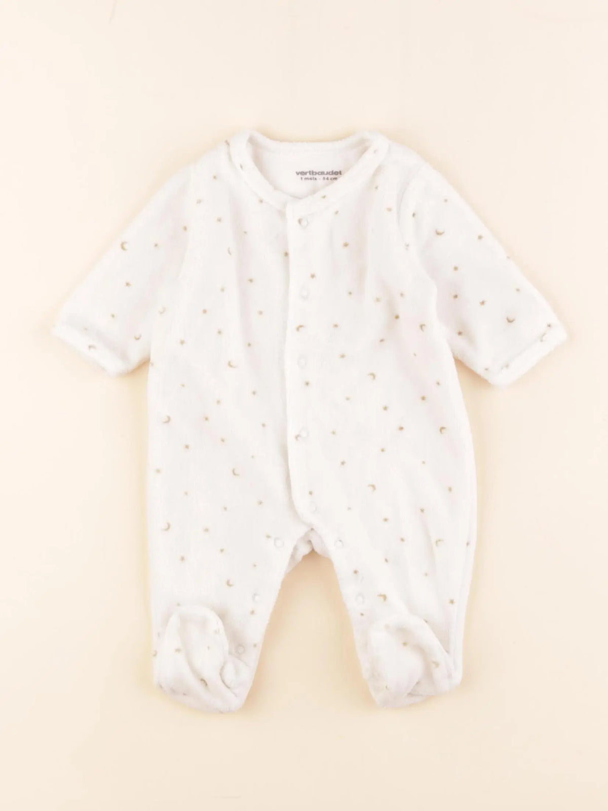 Vertbaudet - pyjama velours beige - 1 mois