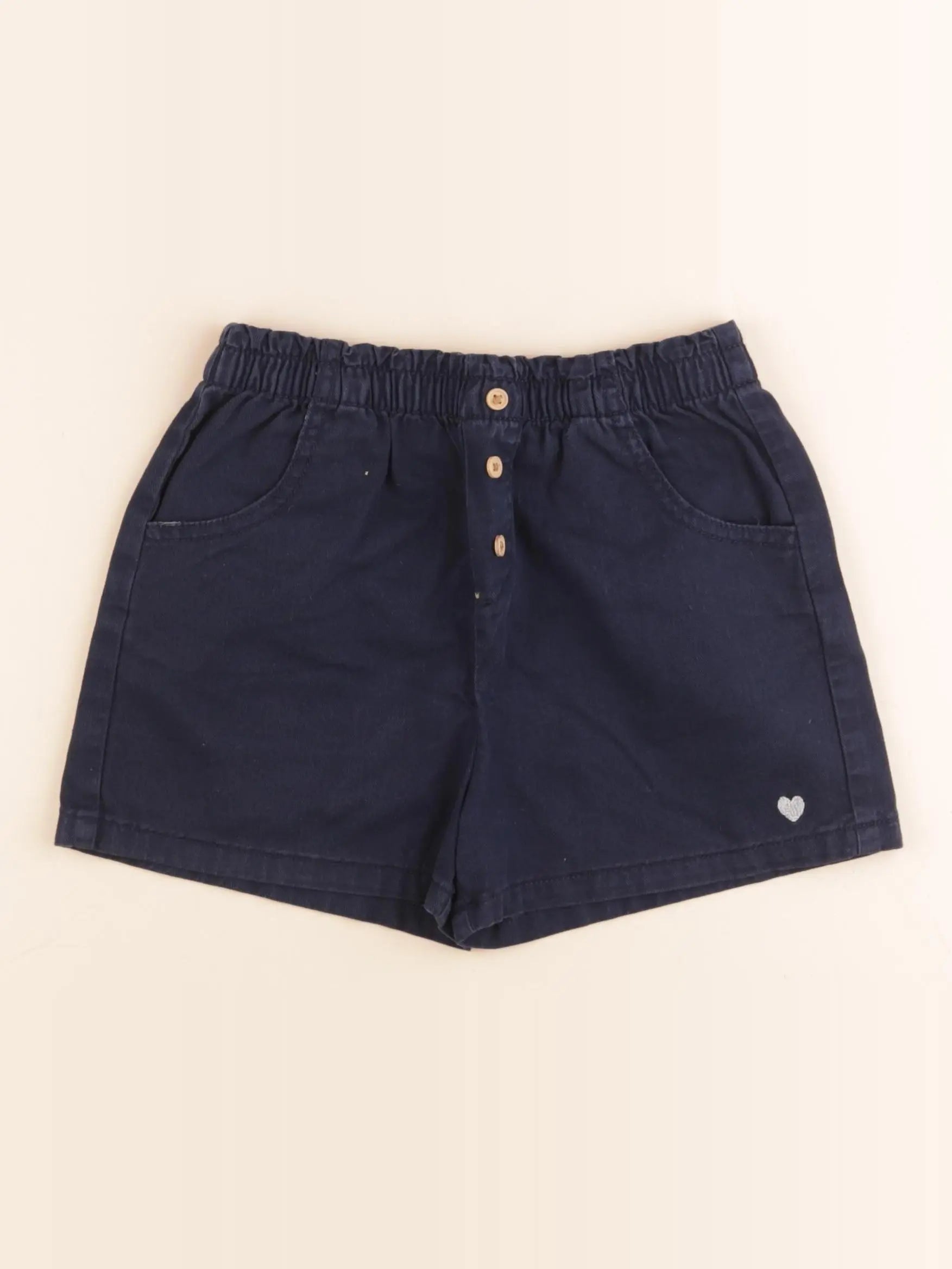 Vertbaudet - short bleu, argent - 7 ans