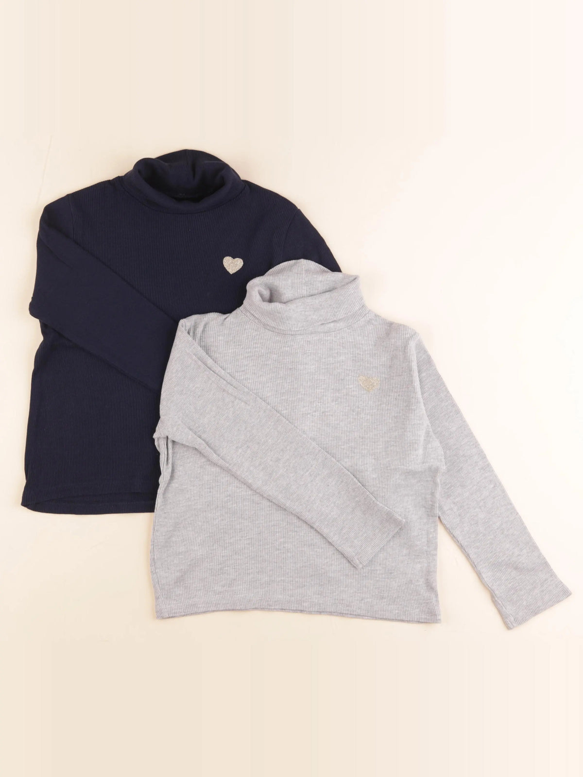 Vertbaudet - lot de 2 sous-pulls bleu, gris, argent - 8 ans
