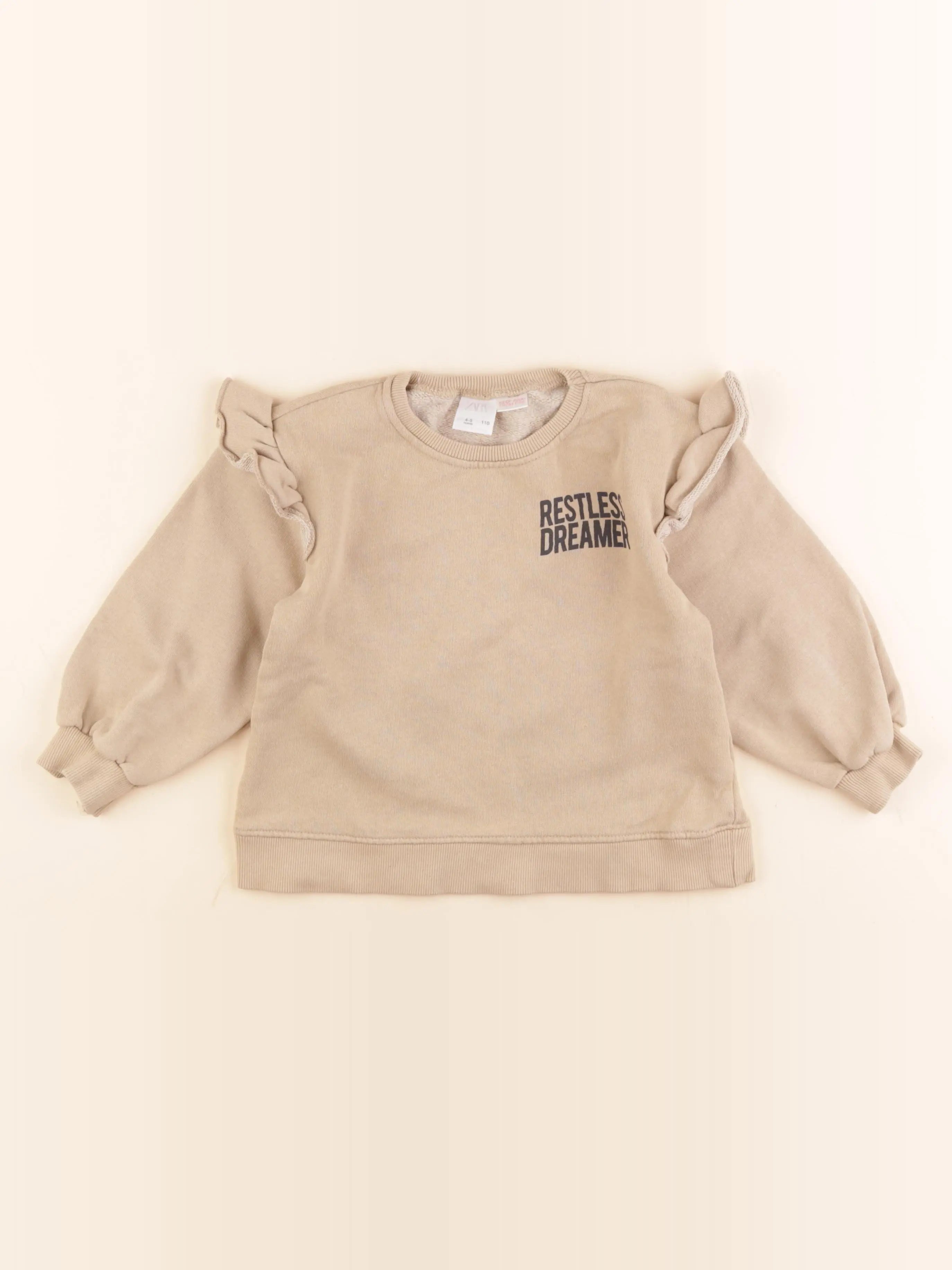 Zara - sweat imprimé au dos jaune - 4/5 ans