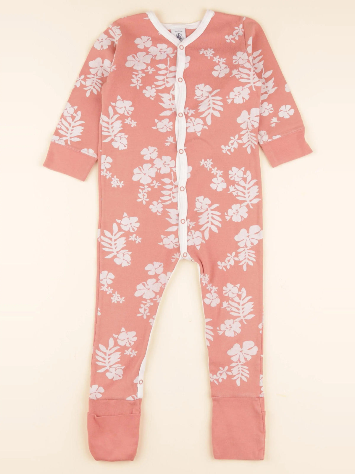 Pyjama coton blanc, rose