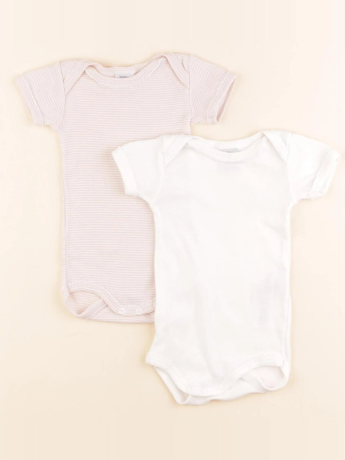 Petit Bateau - lot de 2 bodies en coton blanc - 3 mois