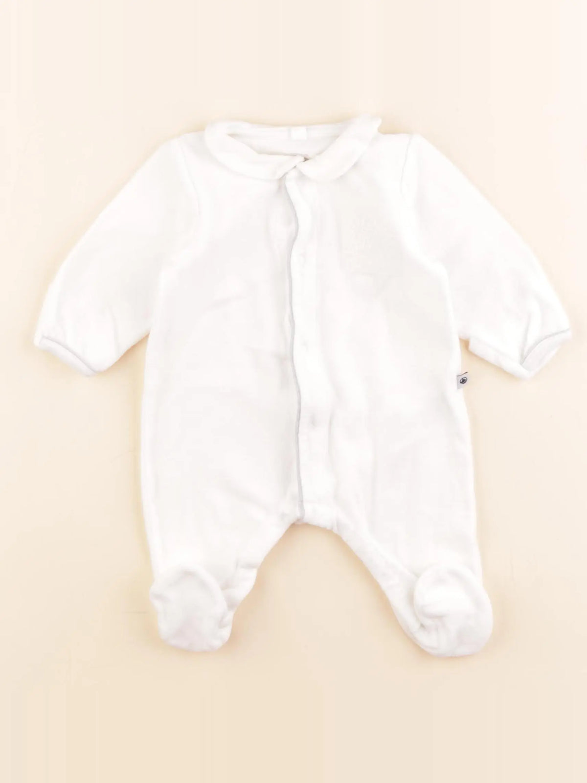 Petit Bateau - pyjama velours blanc - 1 mois