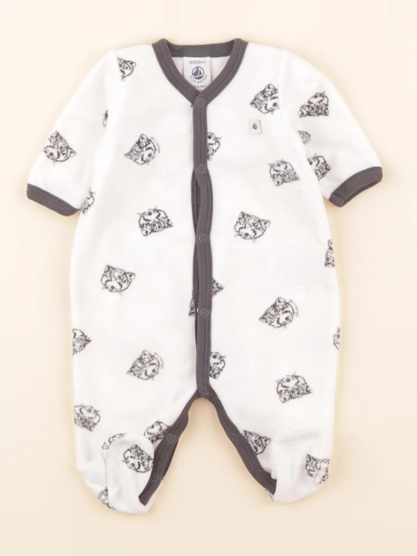 Pyjama velours blanc, noir