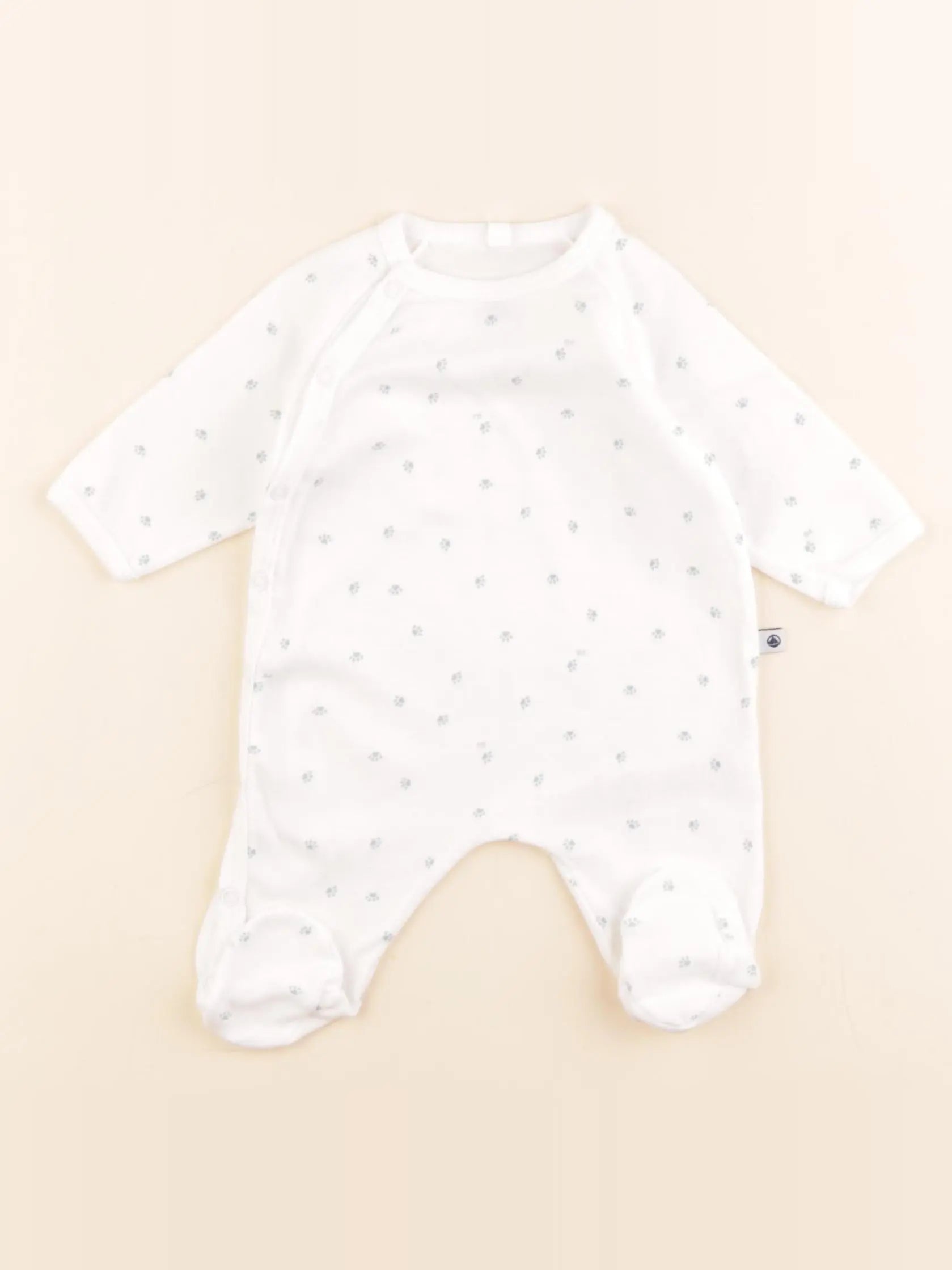 Petit Bateau - pyjama coton blanc - 0 mois
