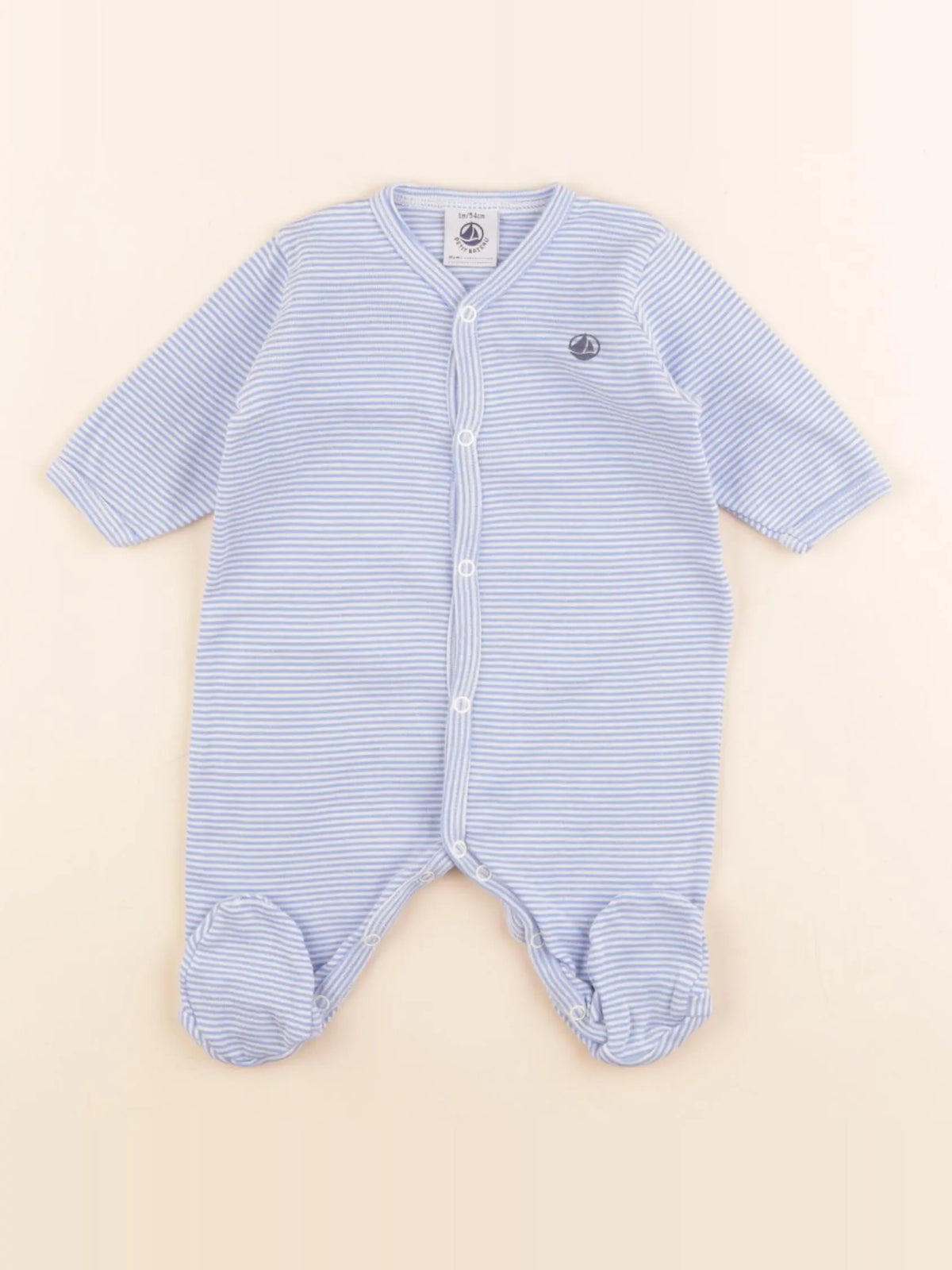 Petit Bateau - pyjama coton bleu - 1 mois