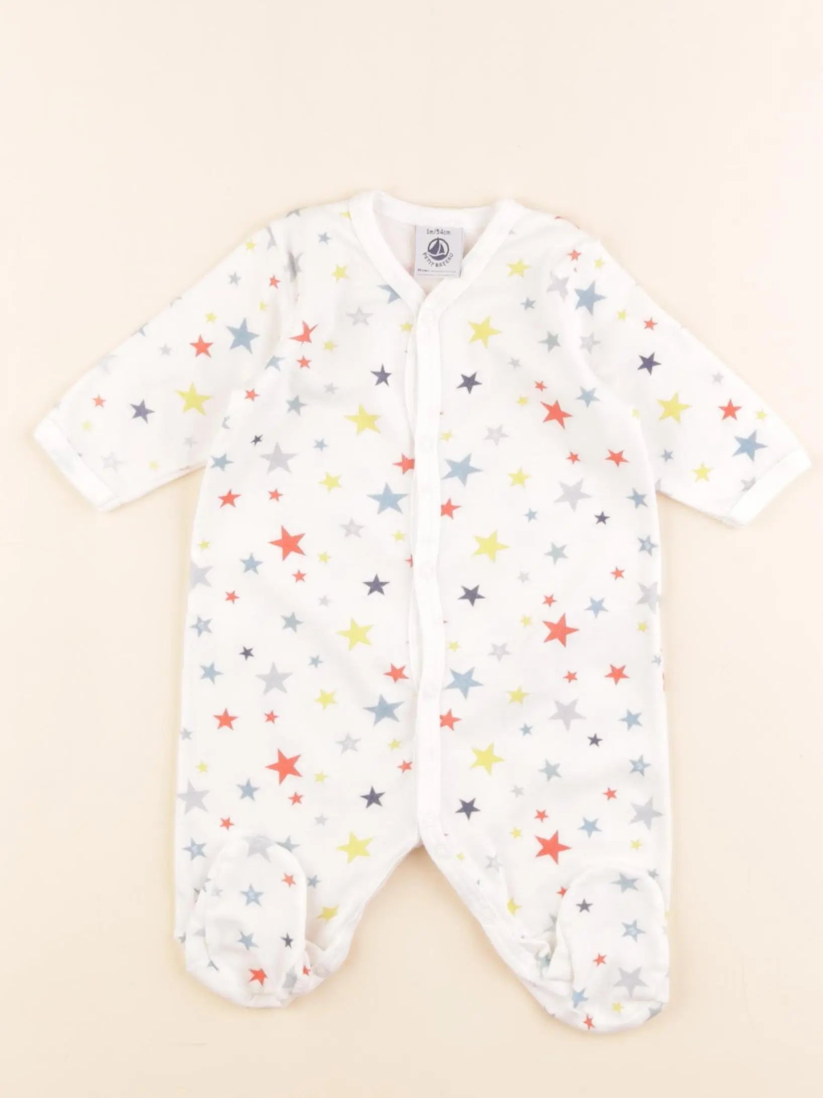 Petit Bateau - pyjama coton blanc - 1 mois