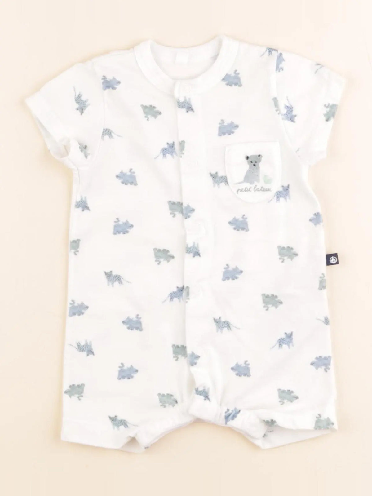 Petit Bateau - pyjama coton blanc - 1 mois
