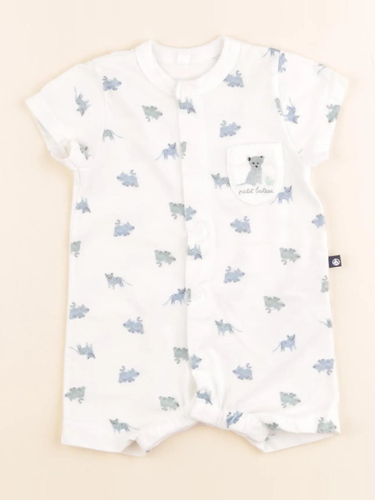 Petit Bateau - pyjama coton blanc - 1 mois