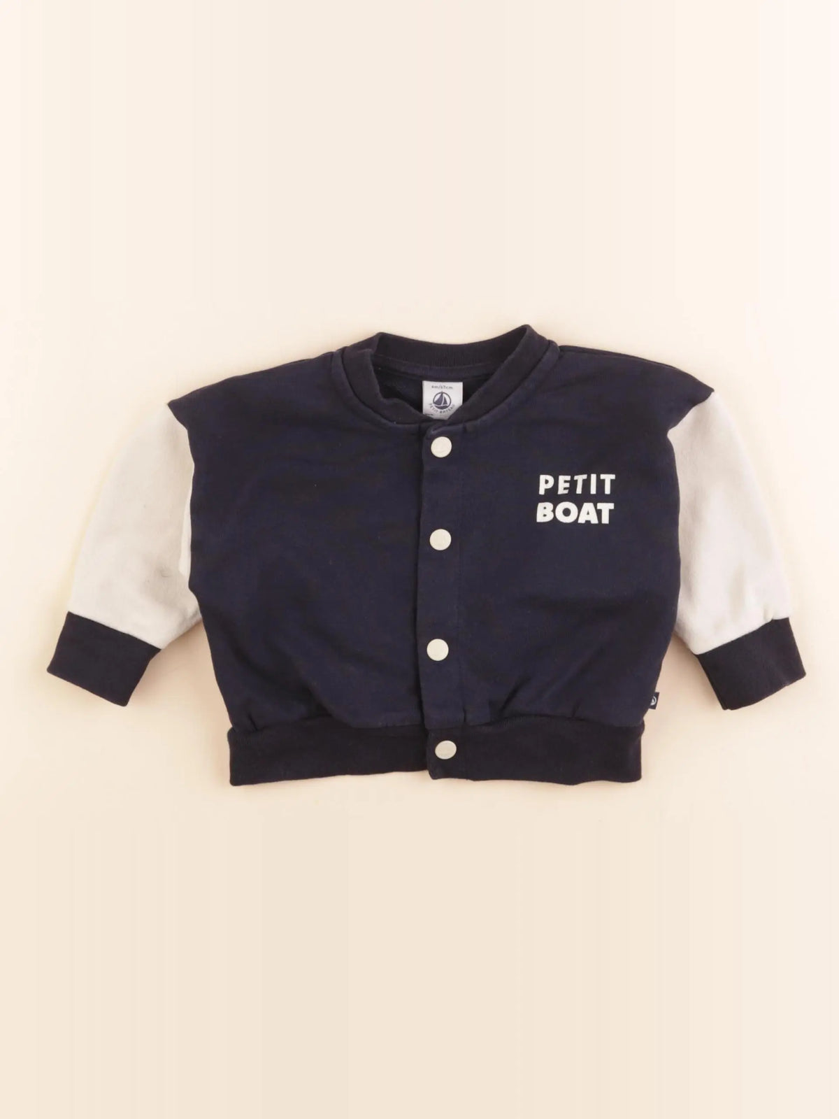 Petit Bateau - sweat bleu, beige - 6 mois