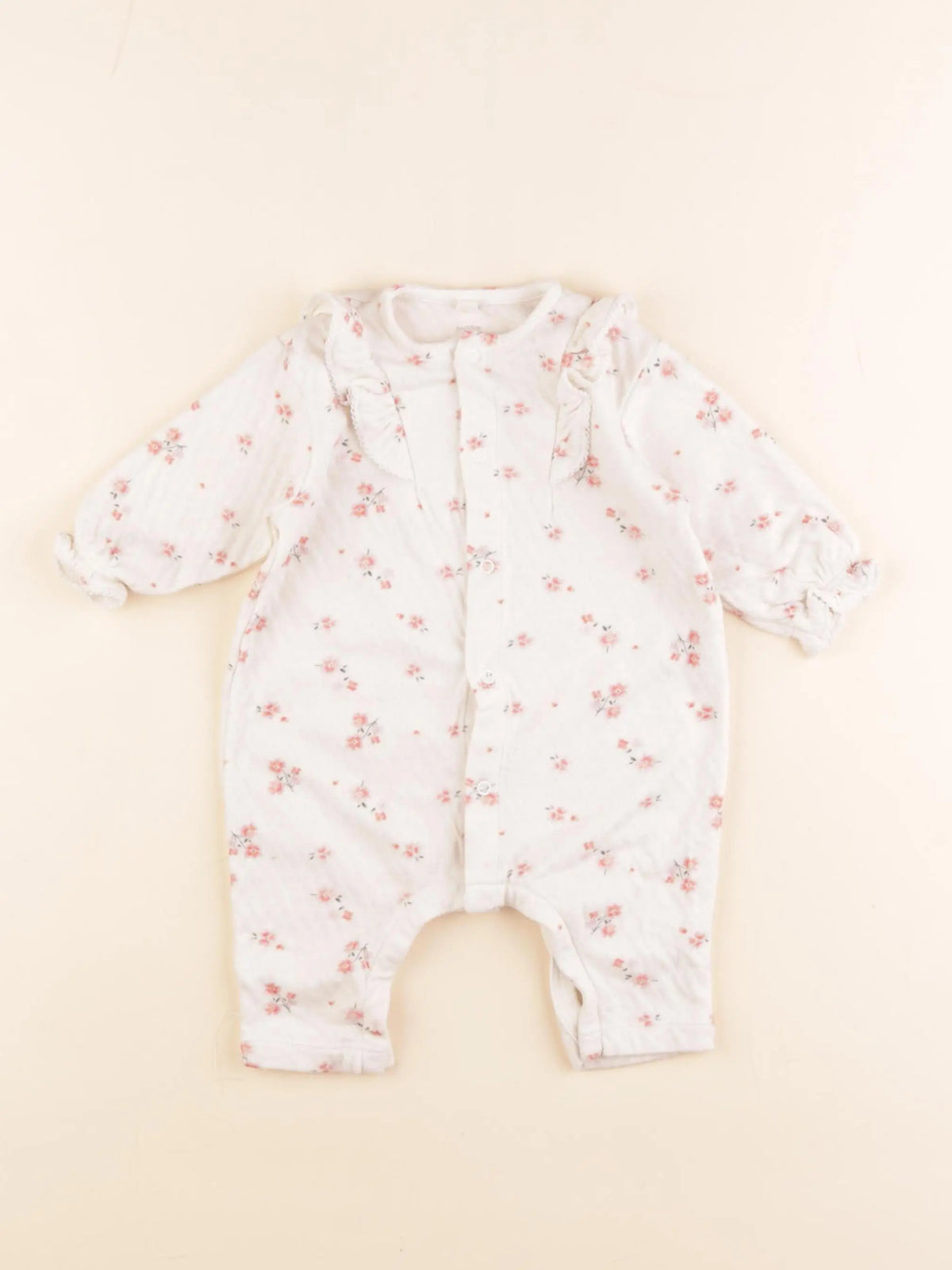 Petit Bateau - pyjama coton beige, rose - 3 mois
