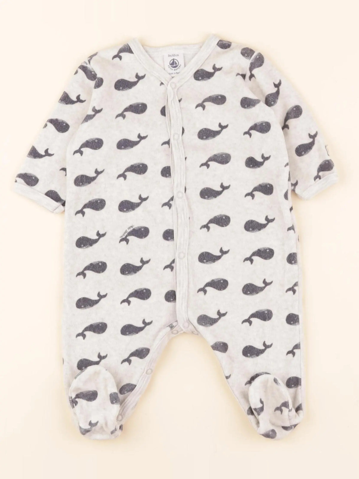Pyjama coton blanc, bleu