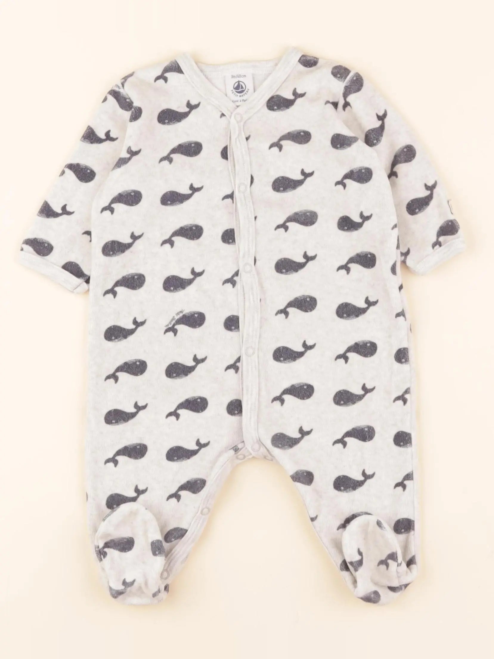 Pyjama coton blanc, bleu