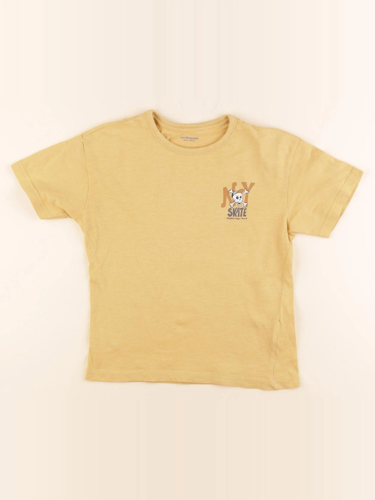 Vertbaudet - tee-shirt imprimé au dos jaune - 8 ans