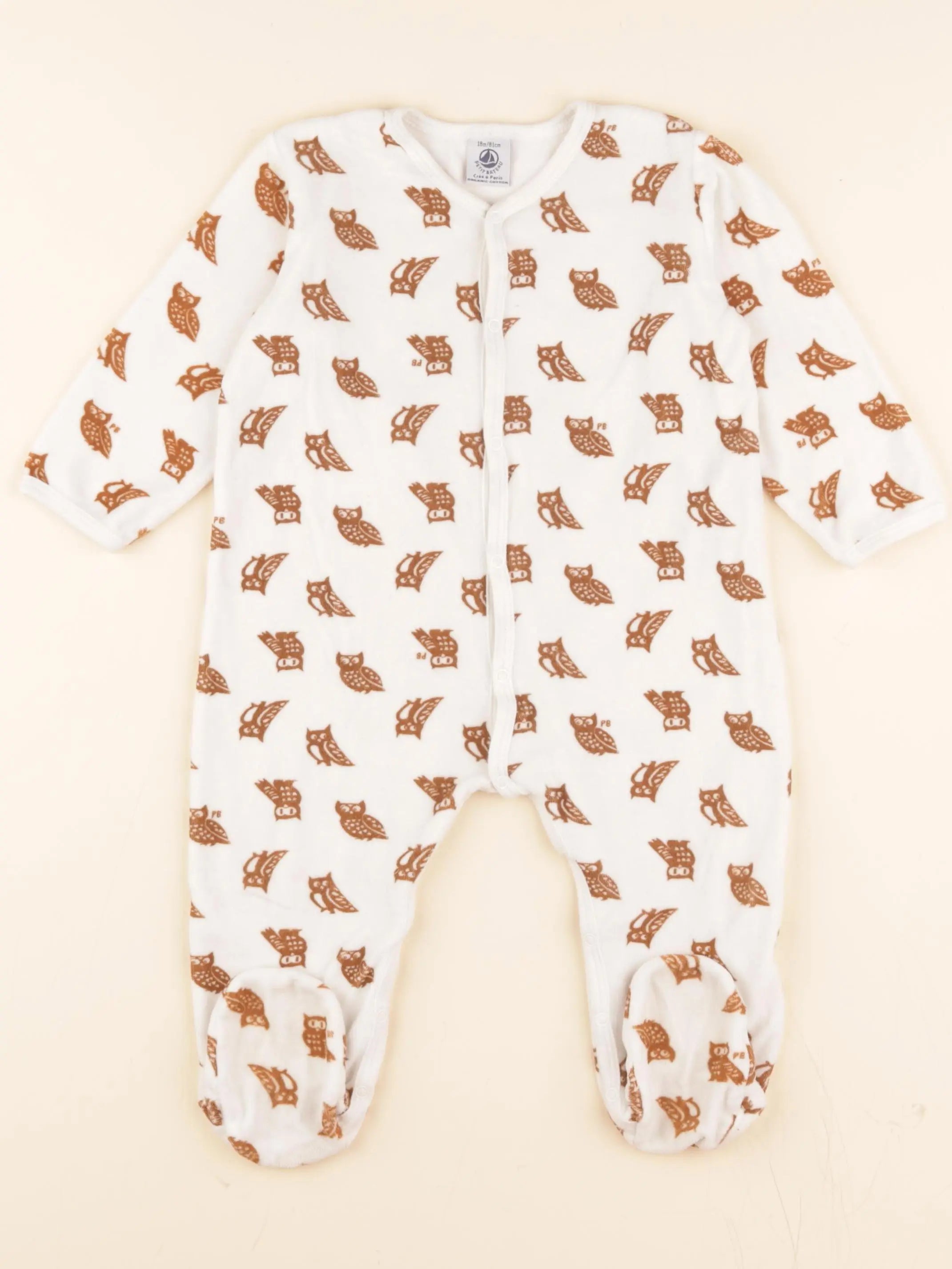 Pyjama velours blanc, marron