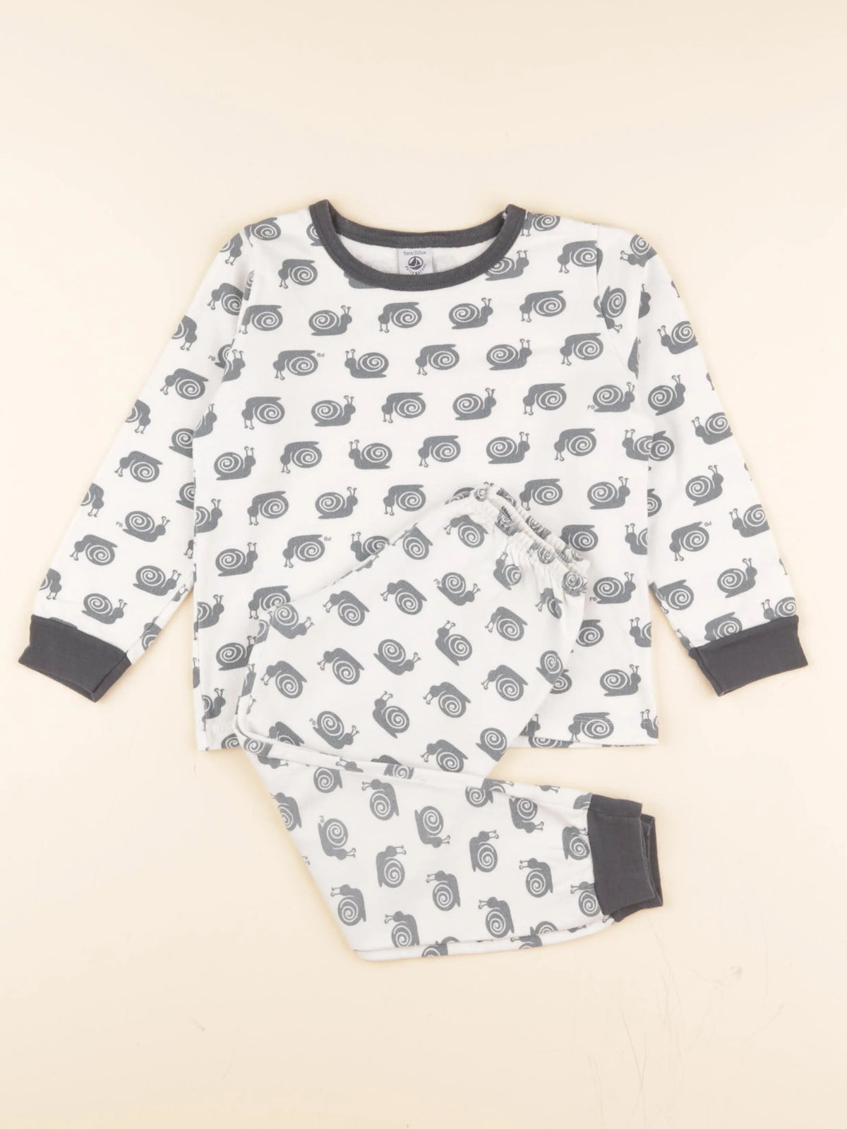 Pyjama coton gris, blanc