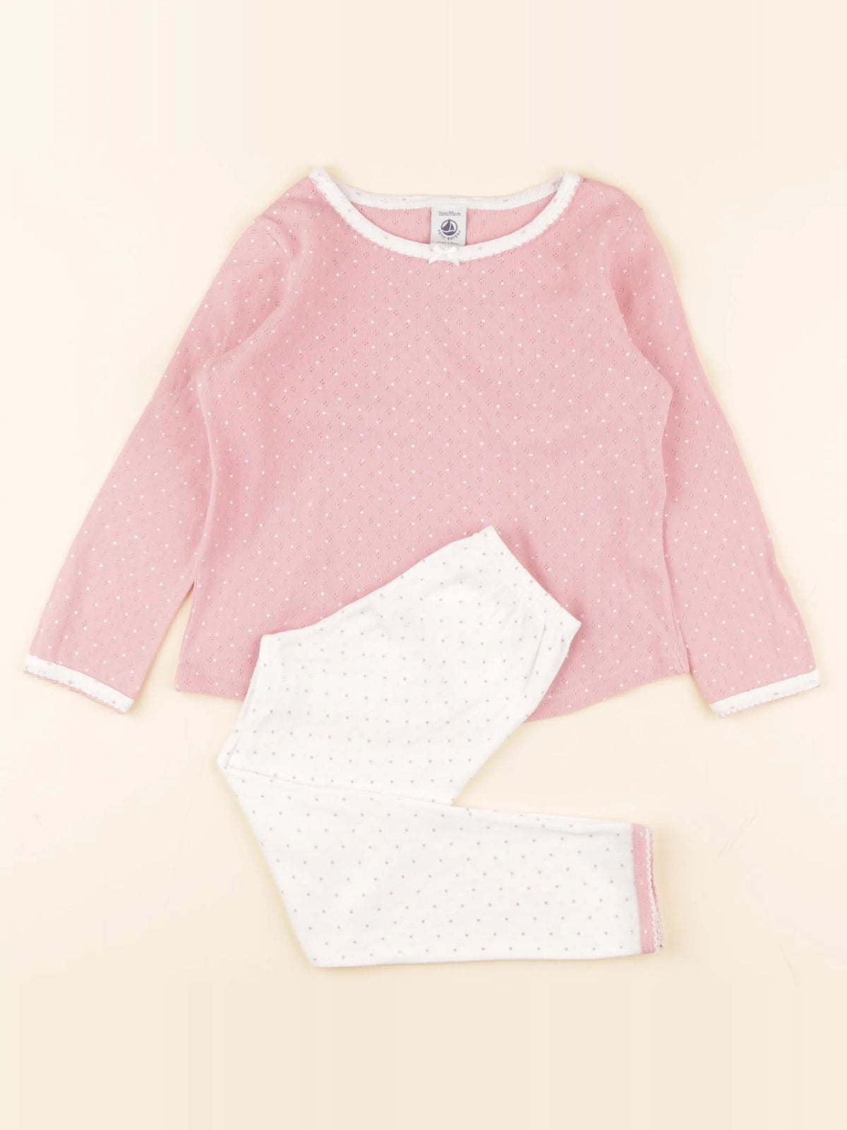 Pyjama coton blanc, rose