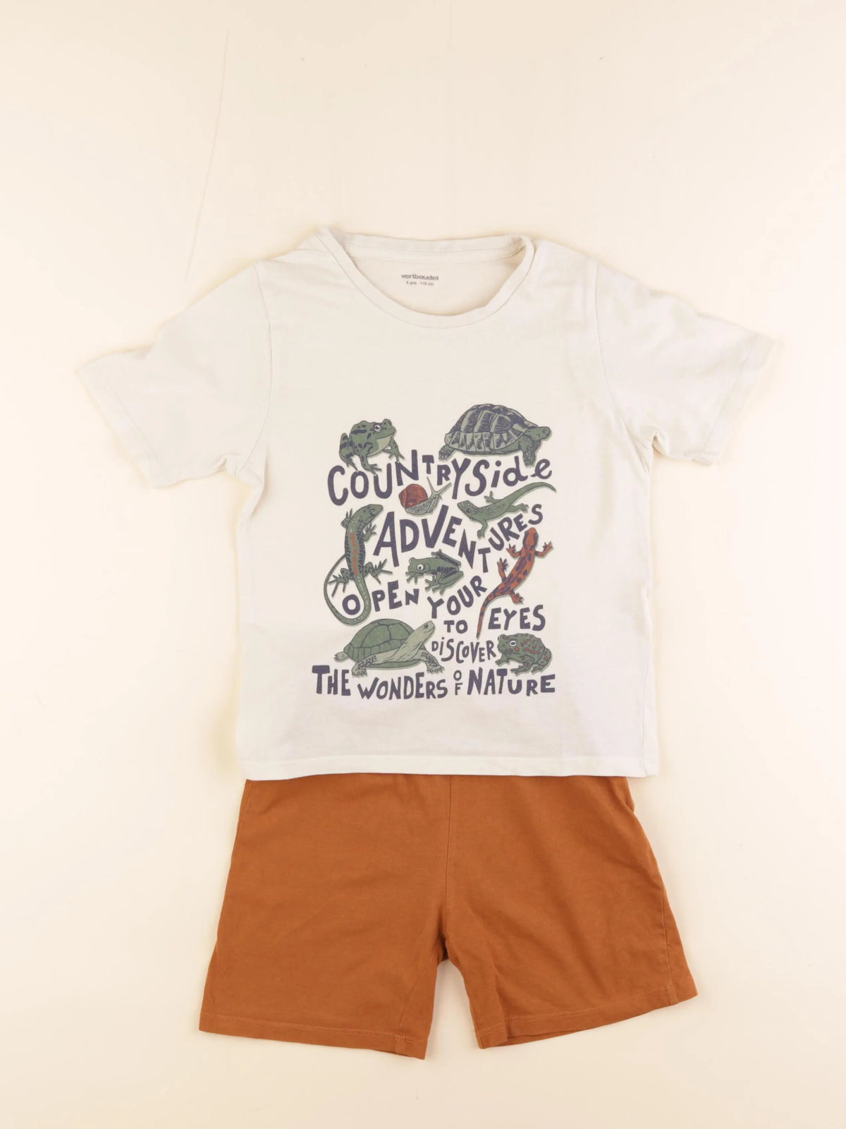Vertbaudet - pyjama coton beige - 6 ans