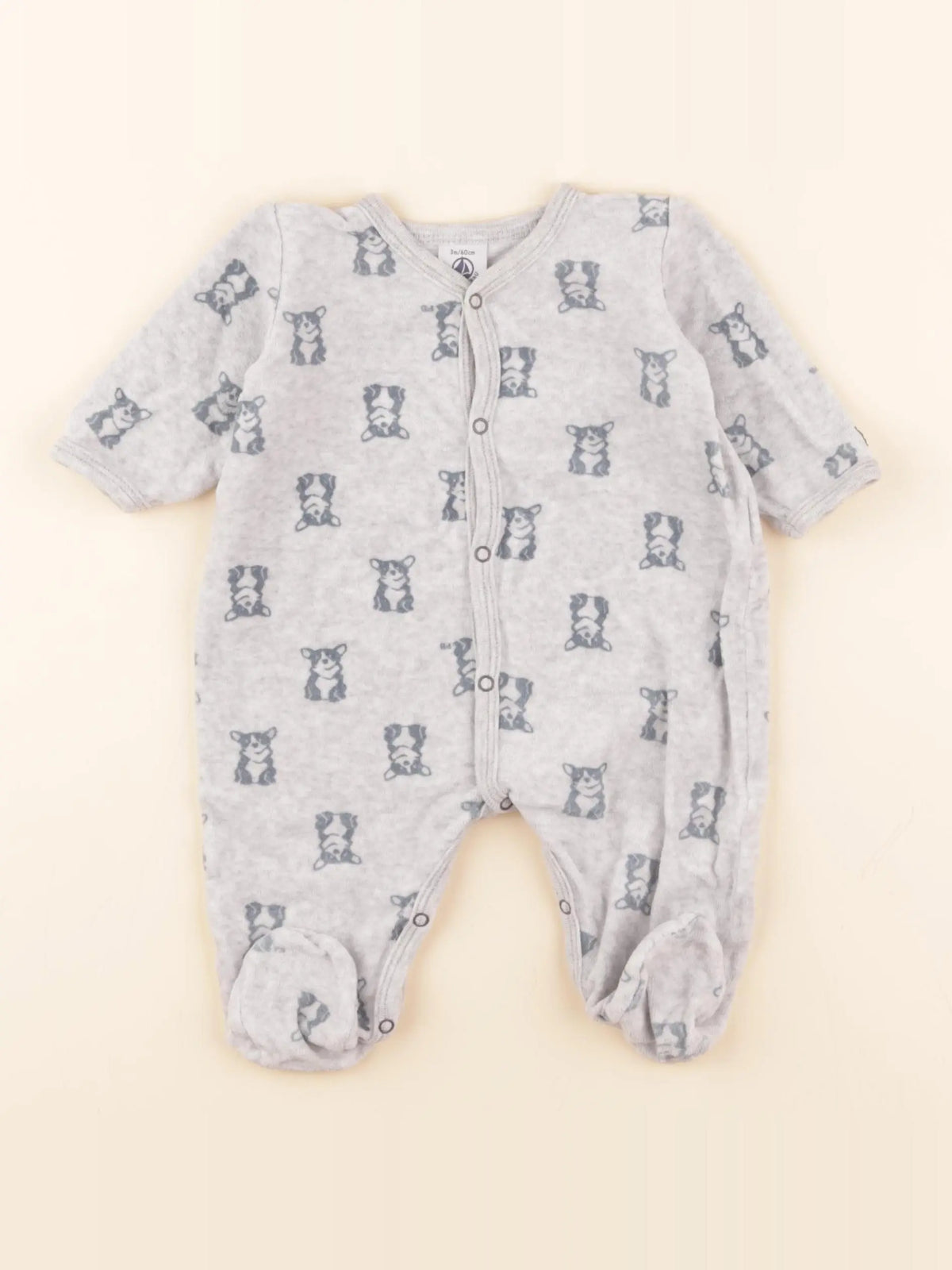 Pyjama velours gris, bleu