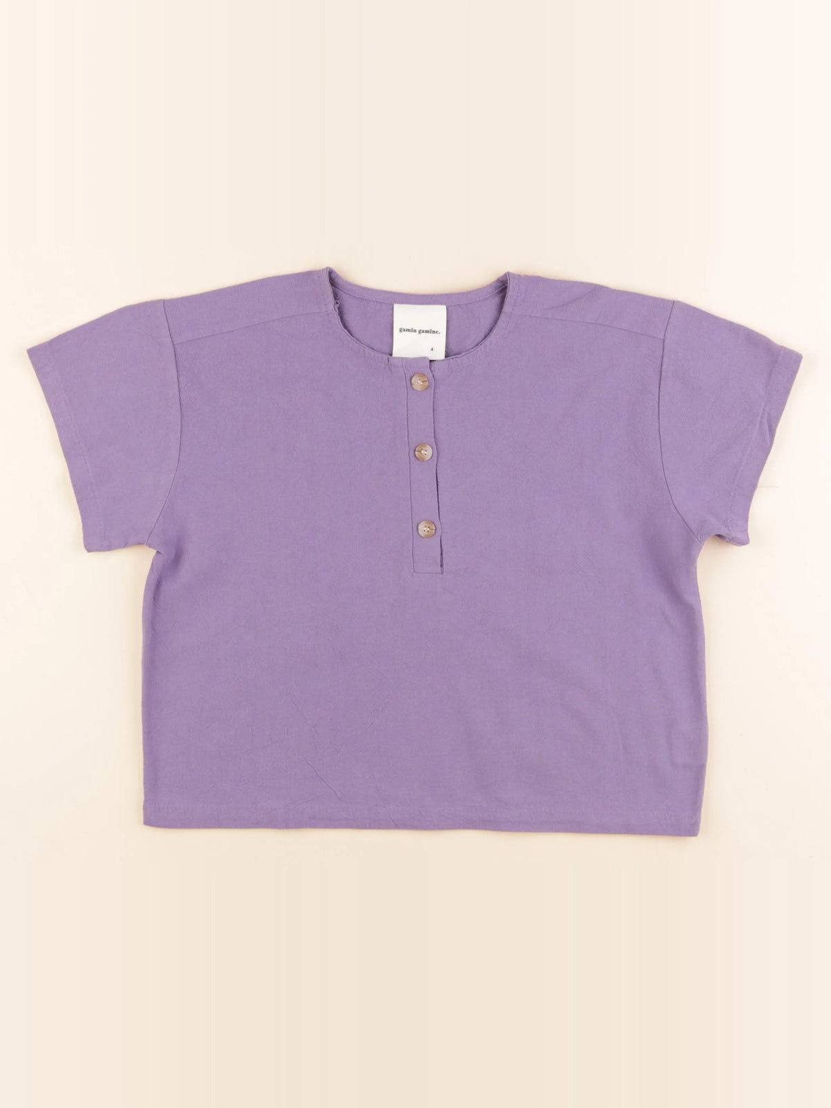 Gamin gamine - chemise violet - 4 ans
