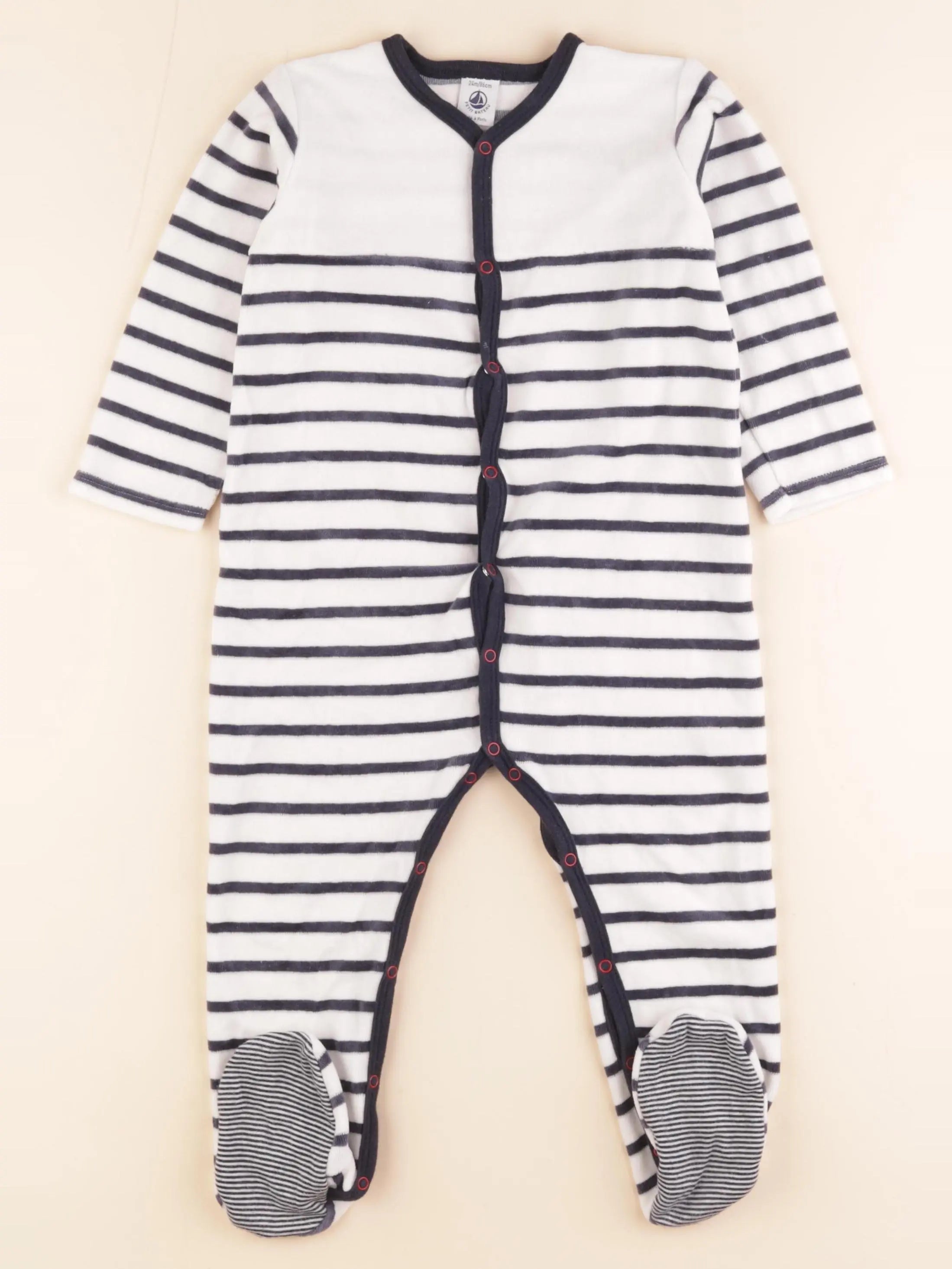 Petit Bateau - pyjama velours bleu - 24 mois