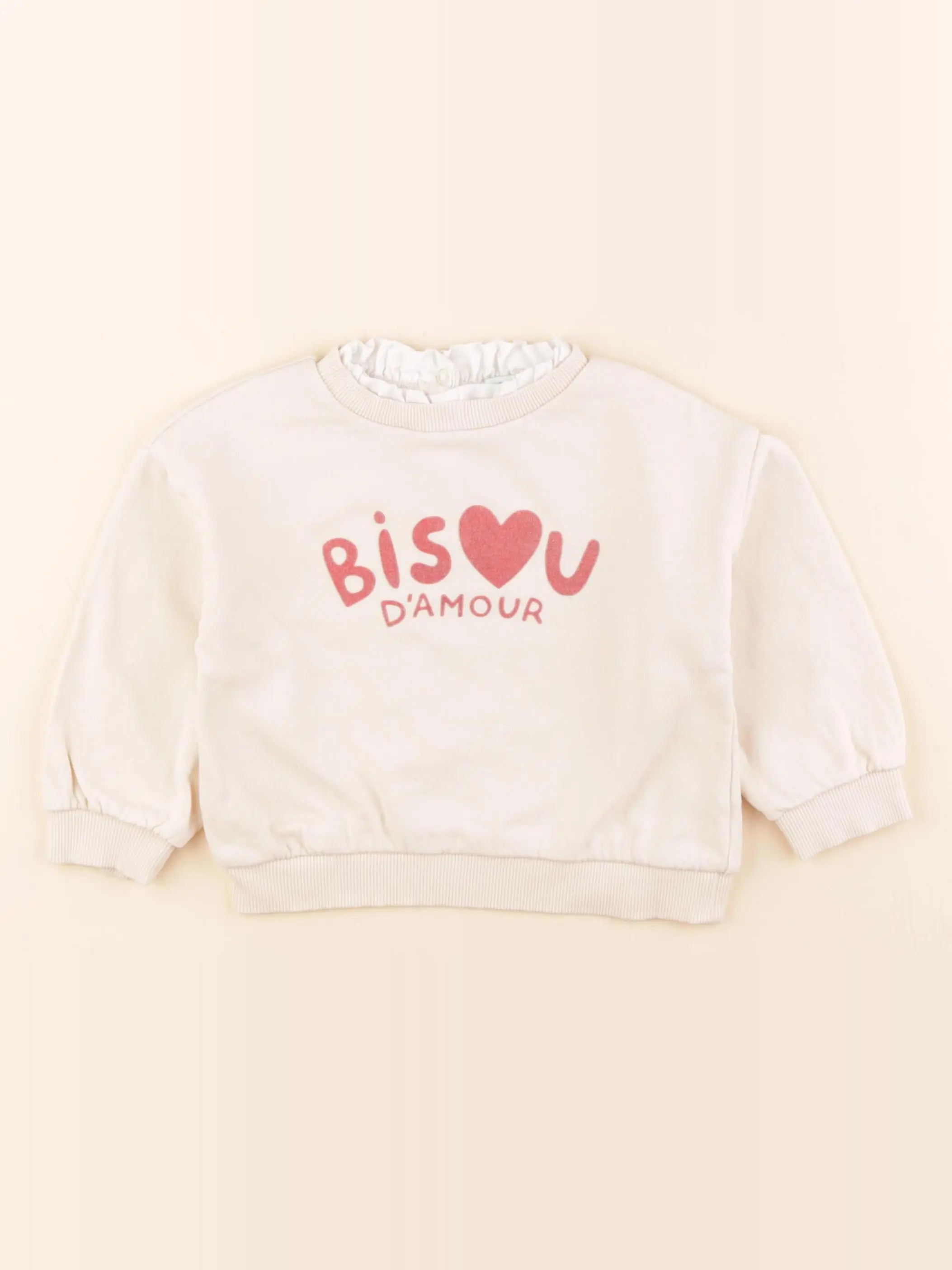 Vertbaudet - sweat beige - 24 mois