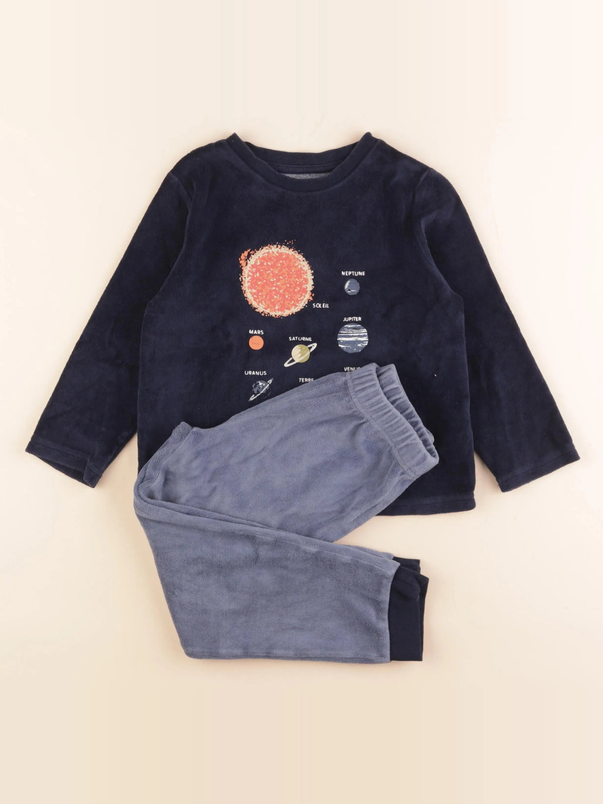 Vertbaudet - pyjama velours bleu - 5 ans