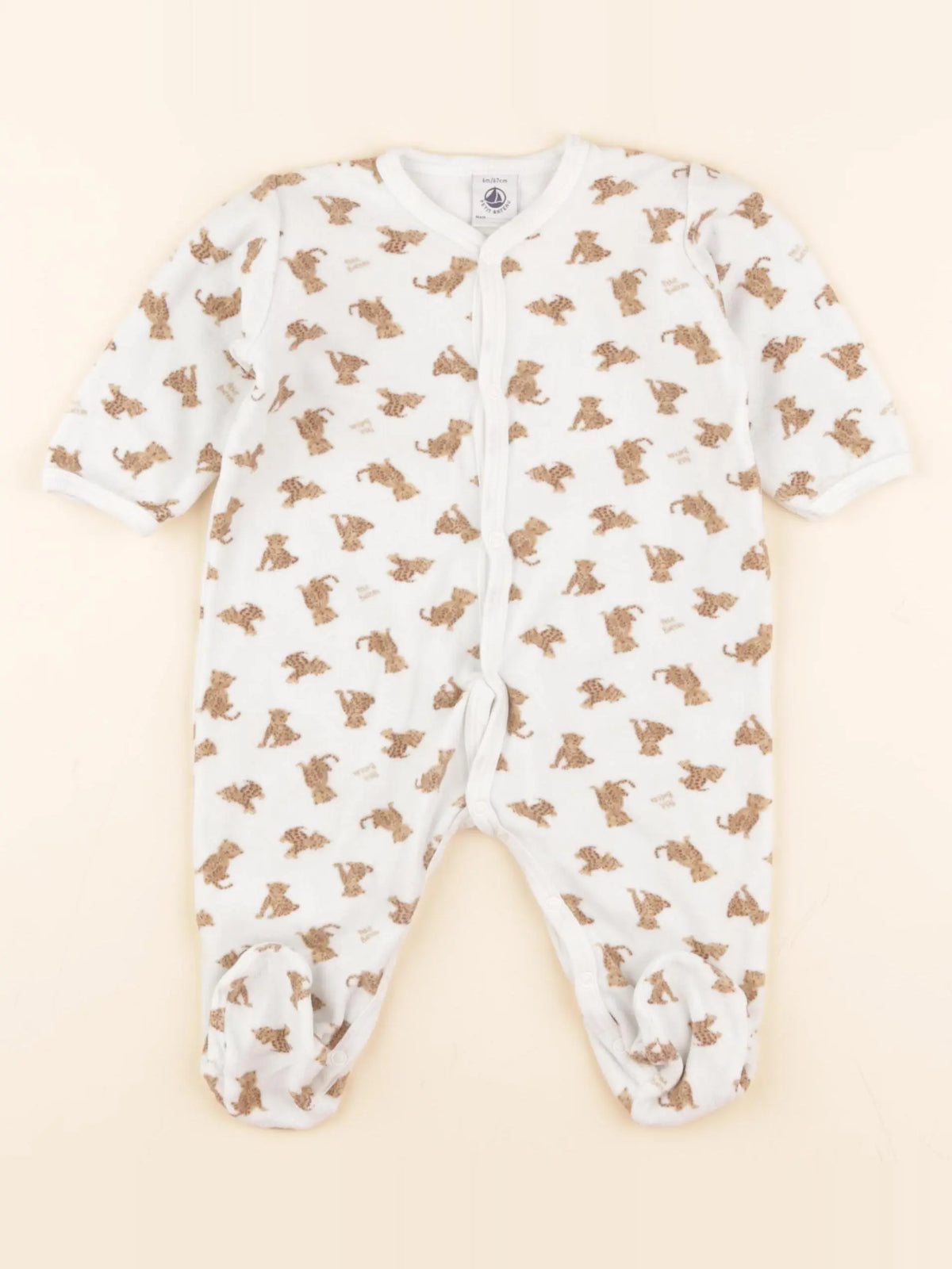 Pyjama velours blanc, marron