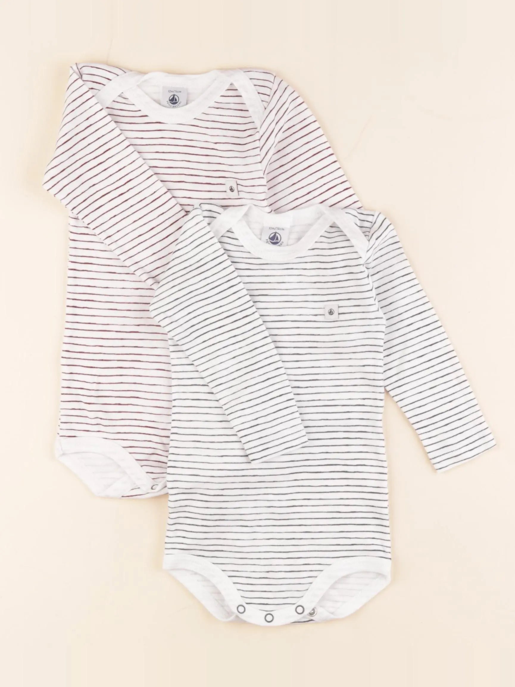 Petit Bateau - lot de 2 bodies en coton multicolore - 12 mois