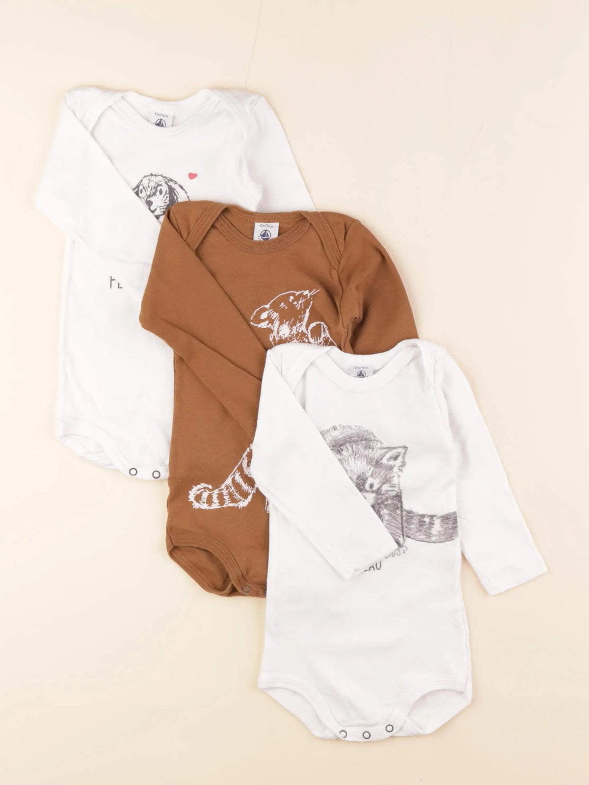 Petit Bateau - lot de 3 bodies en coton multicolore - 12 mois