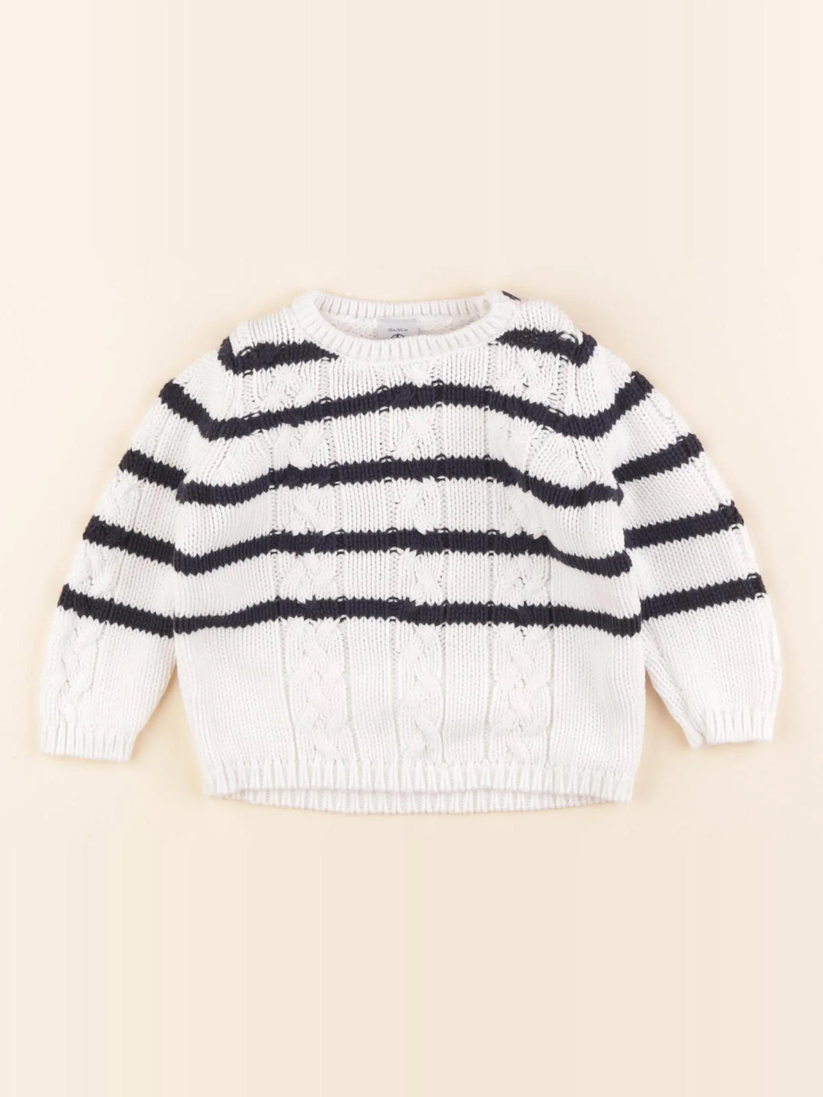 Petit Bateau - pull blanc, bleu - 18 mois