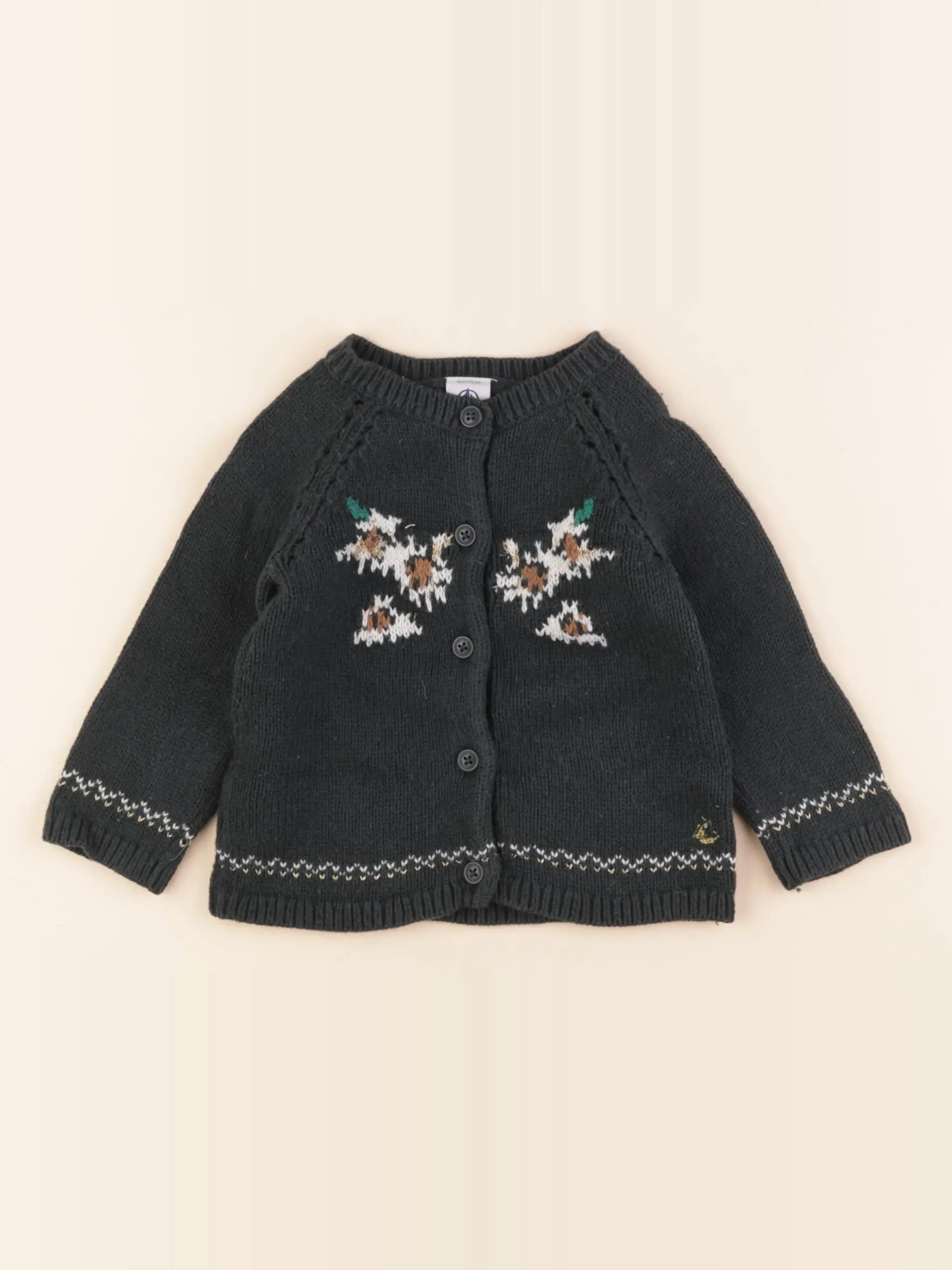 Petit Bateau - gilet vert - 12 mois