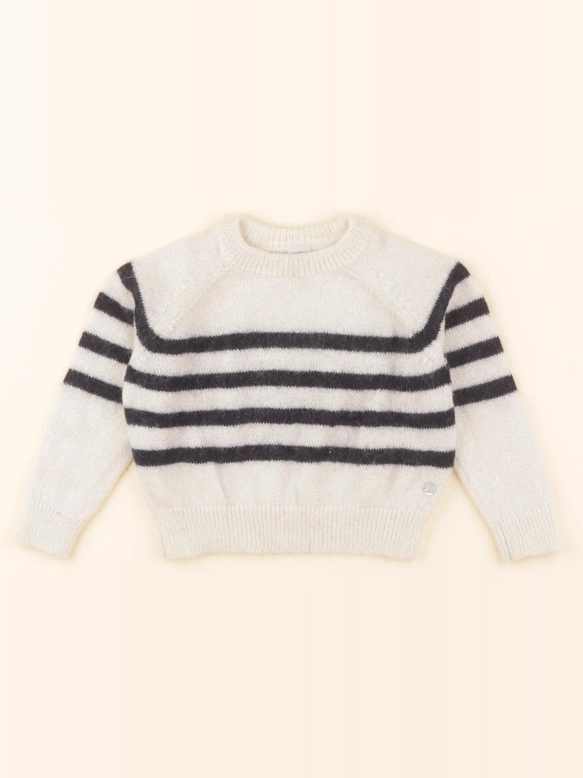 Pull beige, bleu, argent
