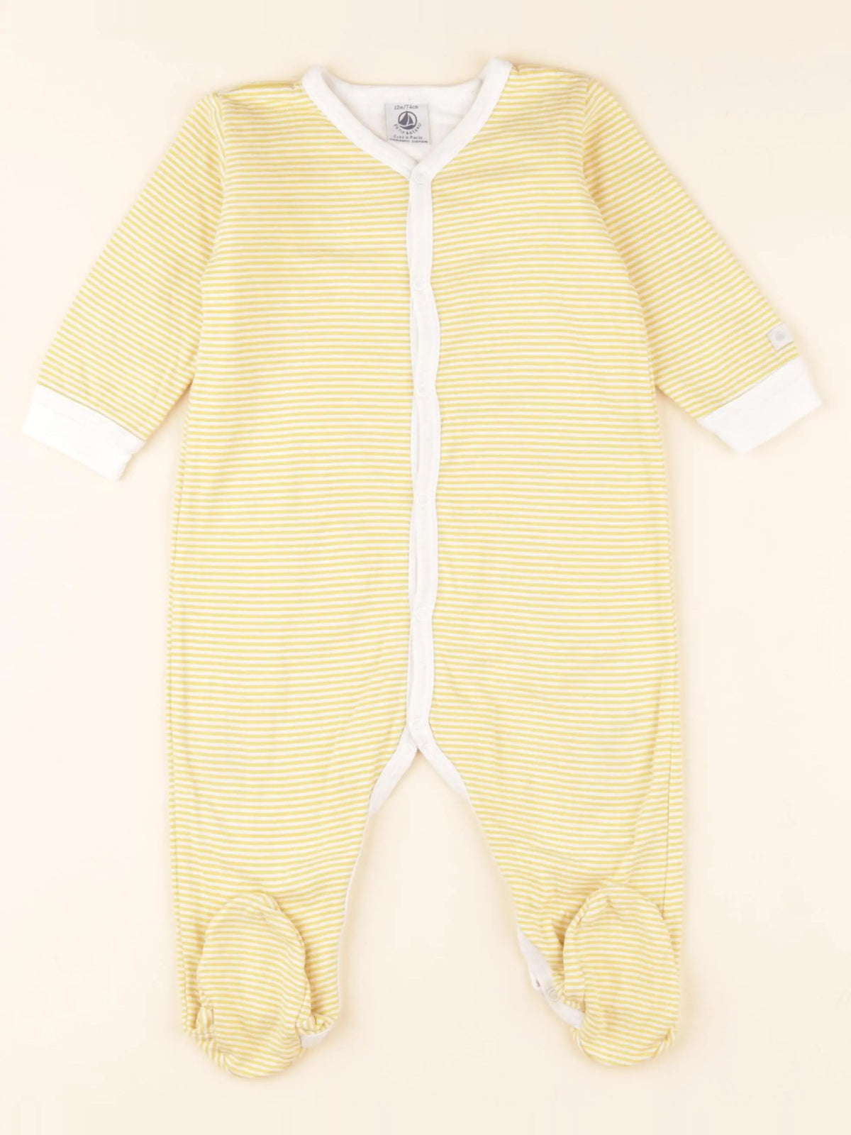 Pyjama coton blanc, jaune