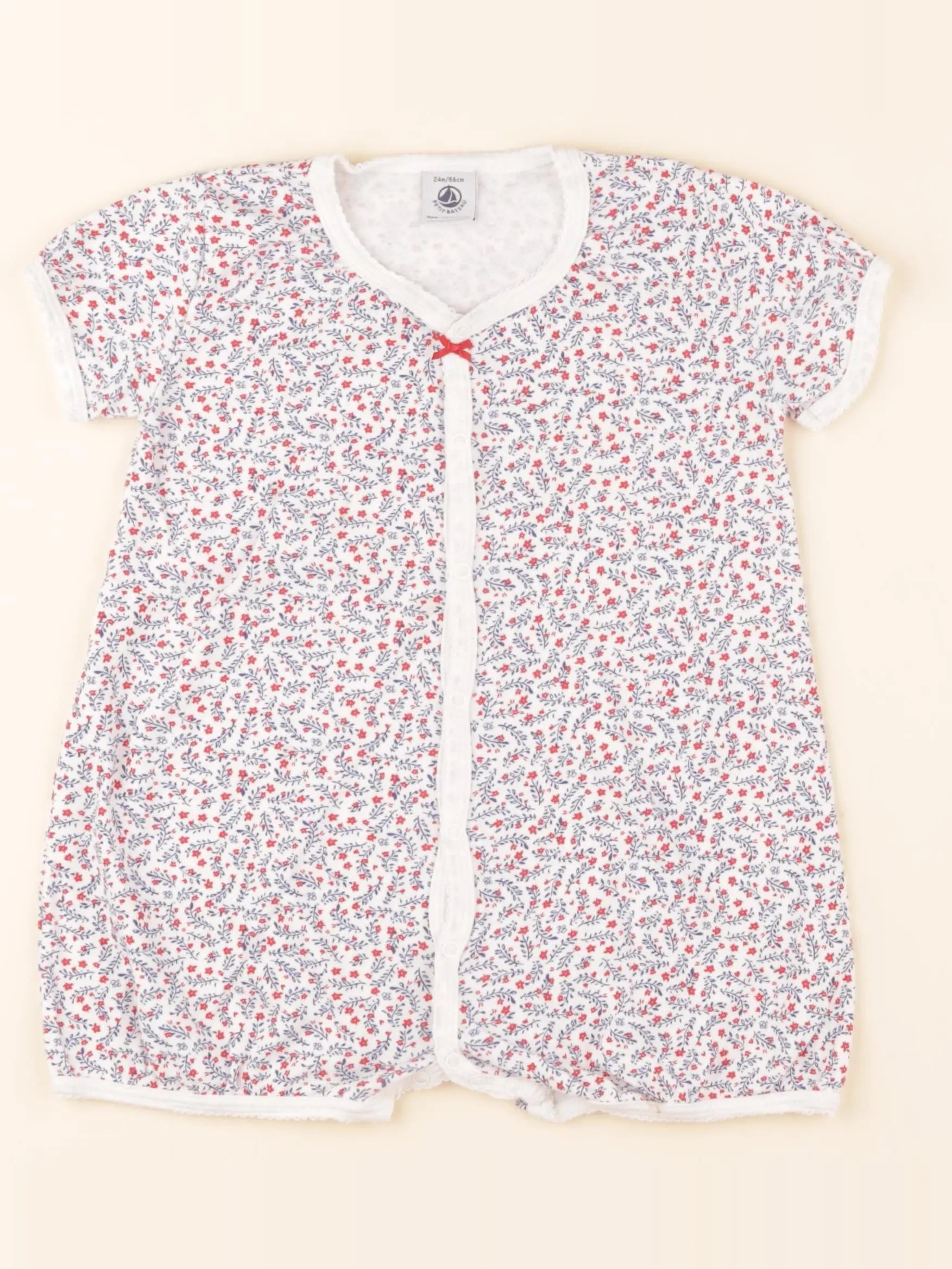 Pyjama coton blanc, bleu, rouge