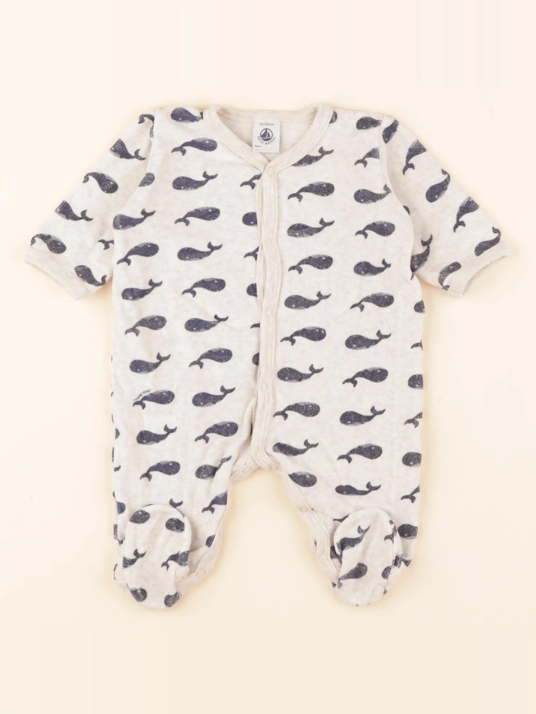 Pyjama velours beige, bleu