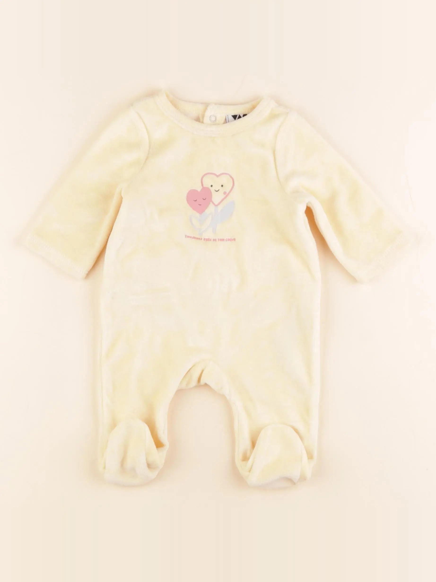 Tape à l'oeil - pyjama velours jaune - 1 mois