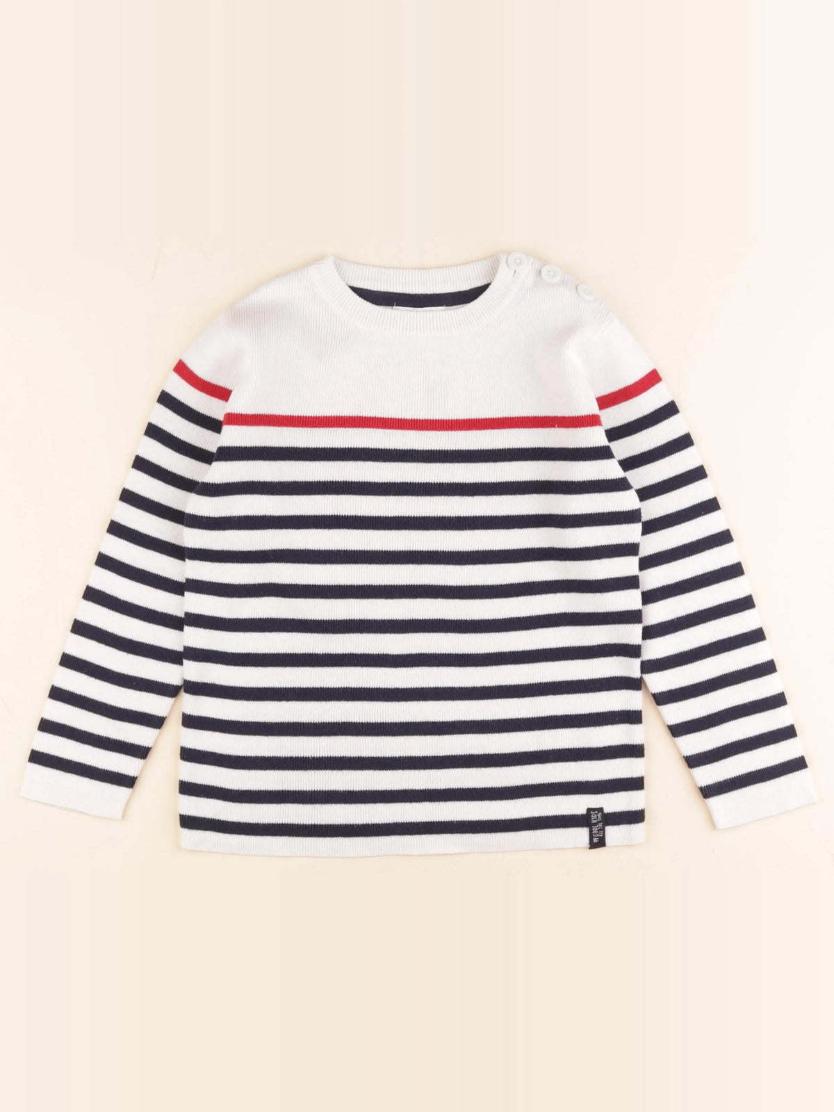 Vertbaudet - pull blanc, bleu - 6 ans