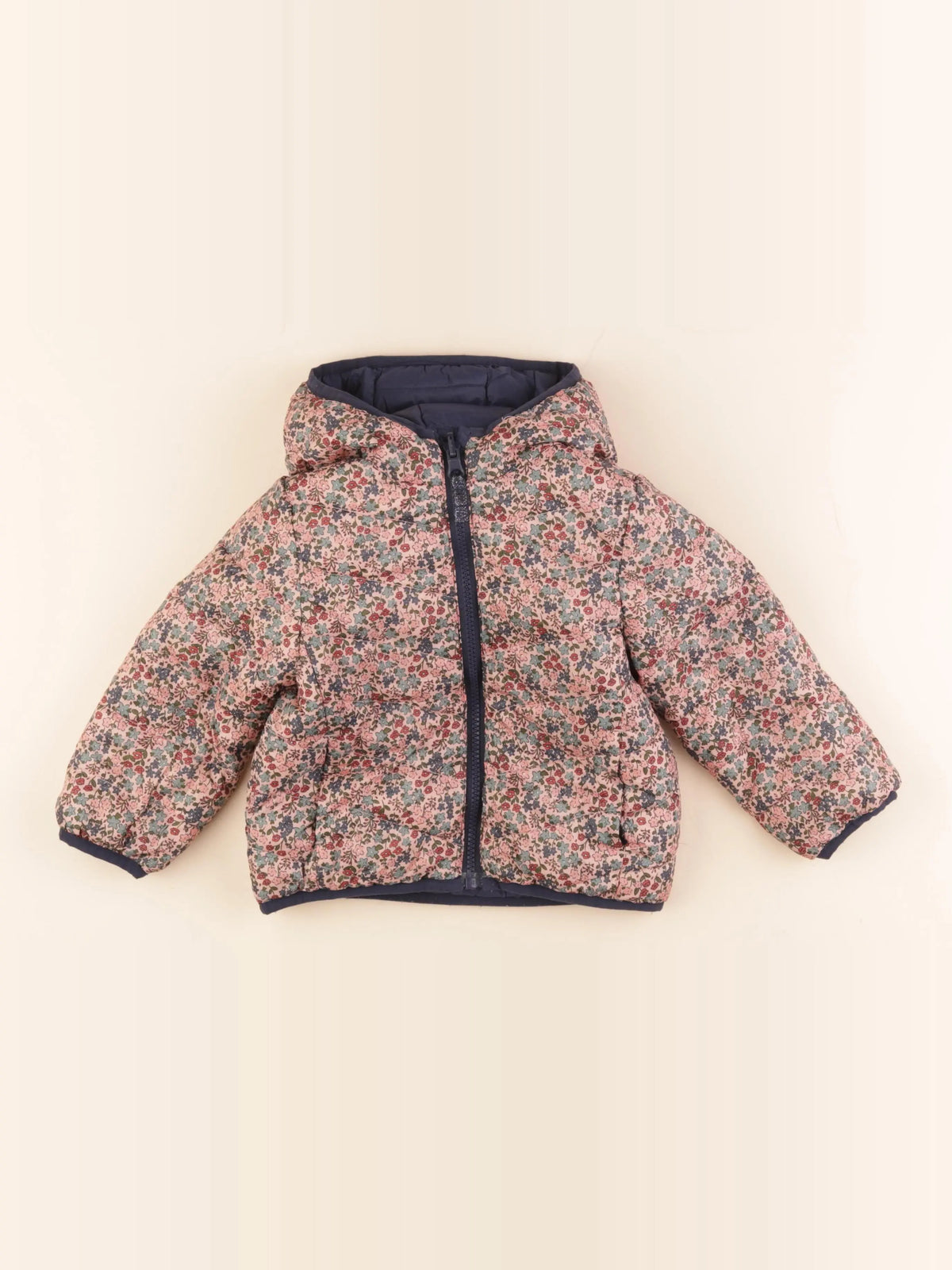 Vertbaudet - doudoune réversible bleu, rose - 3 ans