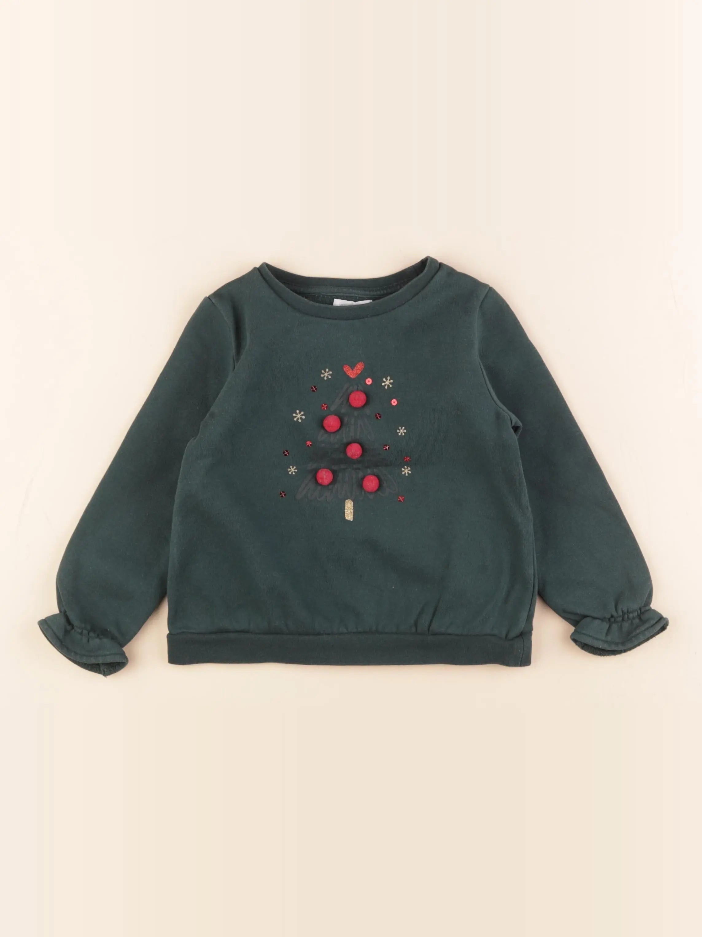 Vertbaudet - sweat vert - 3 ans