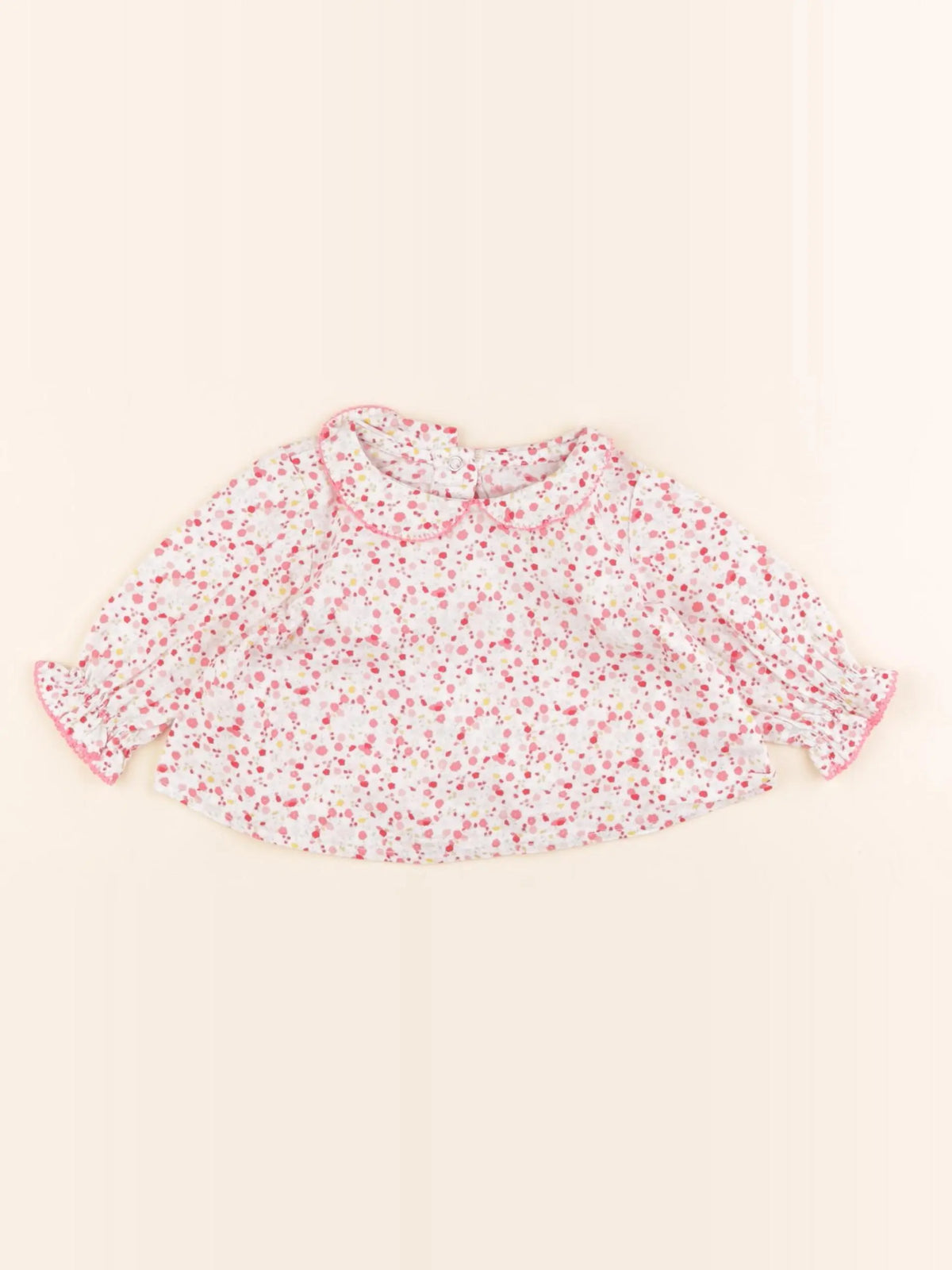 Petit Bateau - blouse blanc, rose - 1 mois