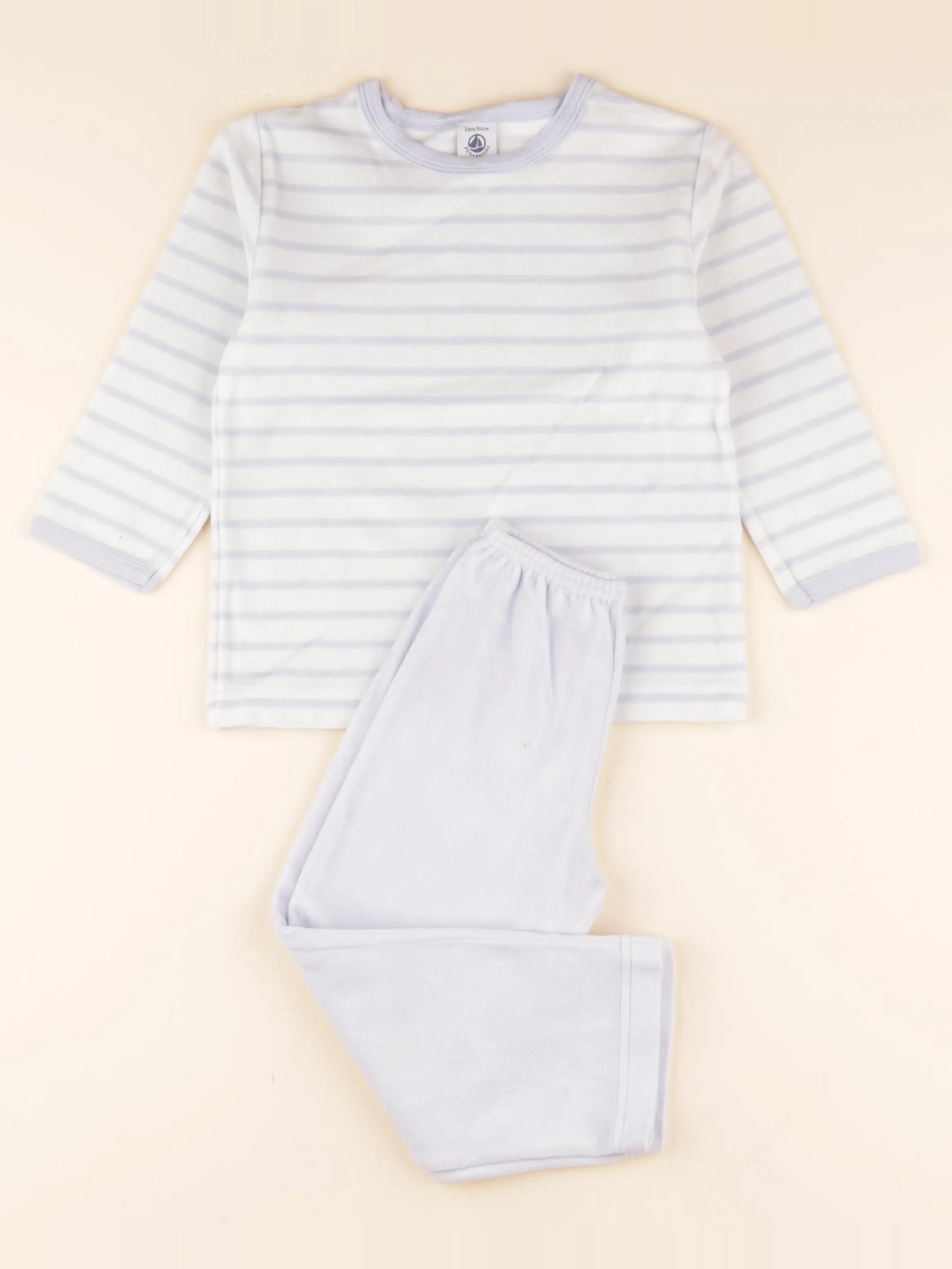 Pyjama velours blanc, violet